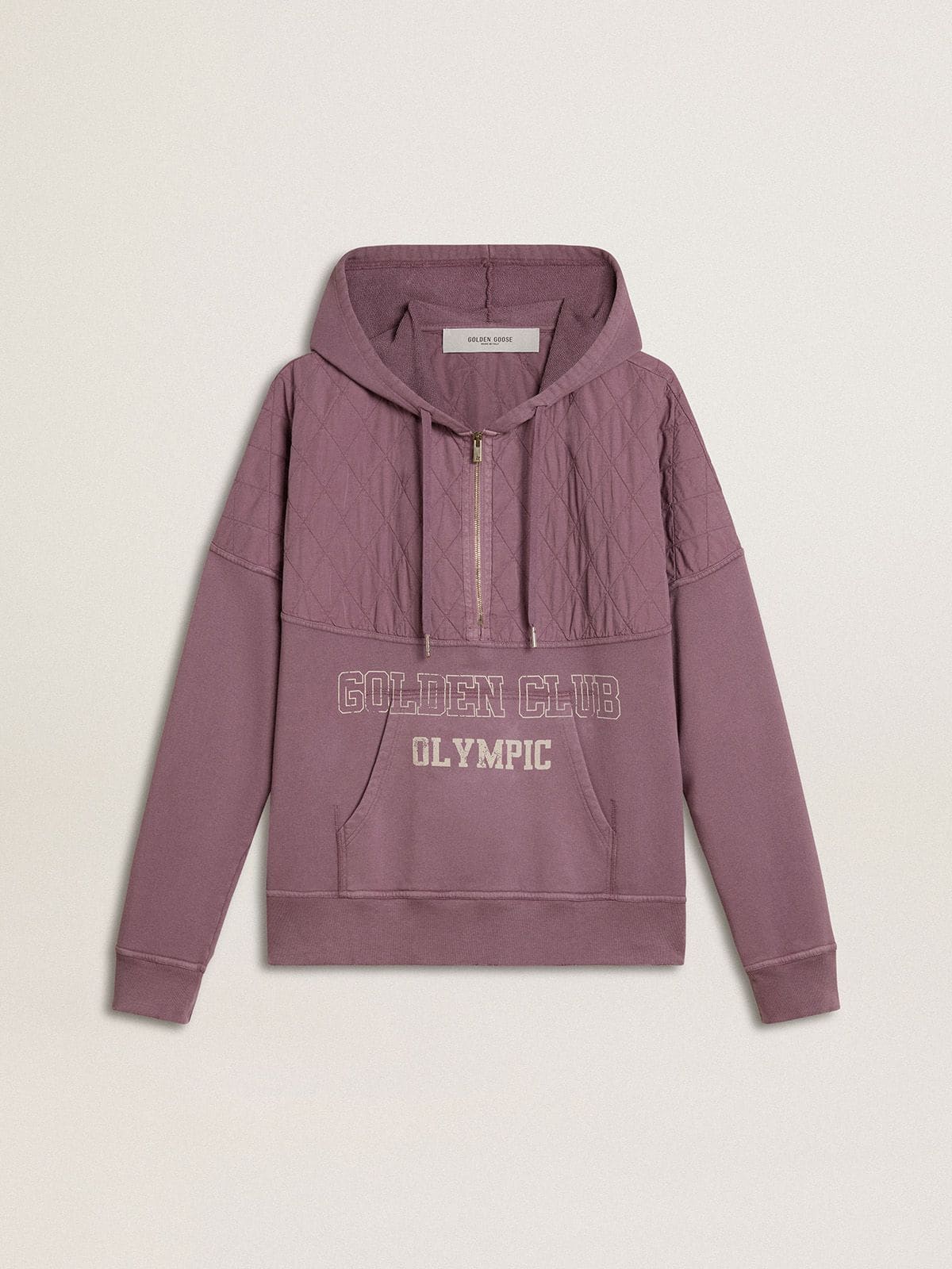 Unisex mauve cotton sweatshirt with print on the front