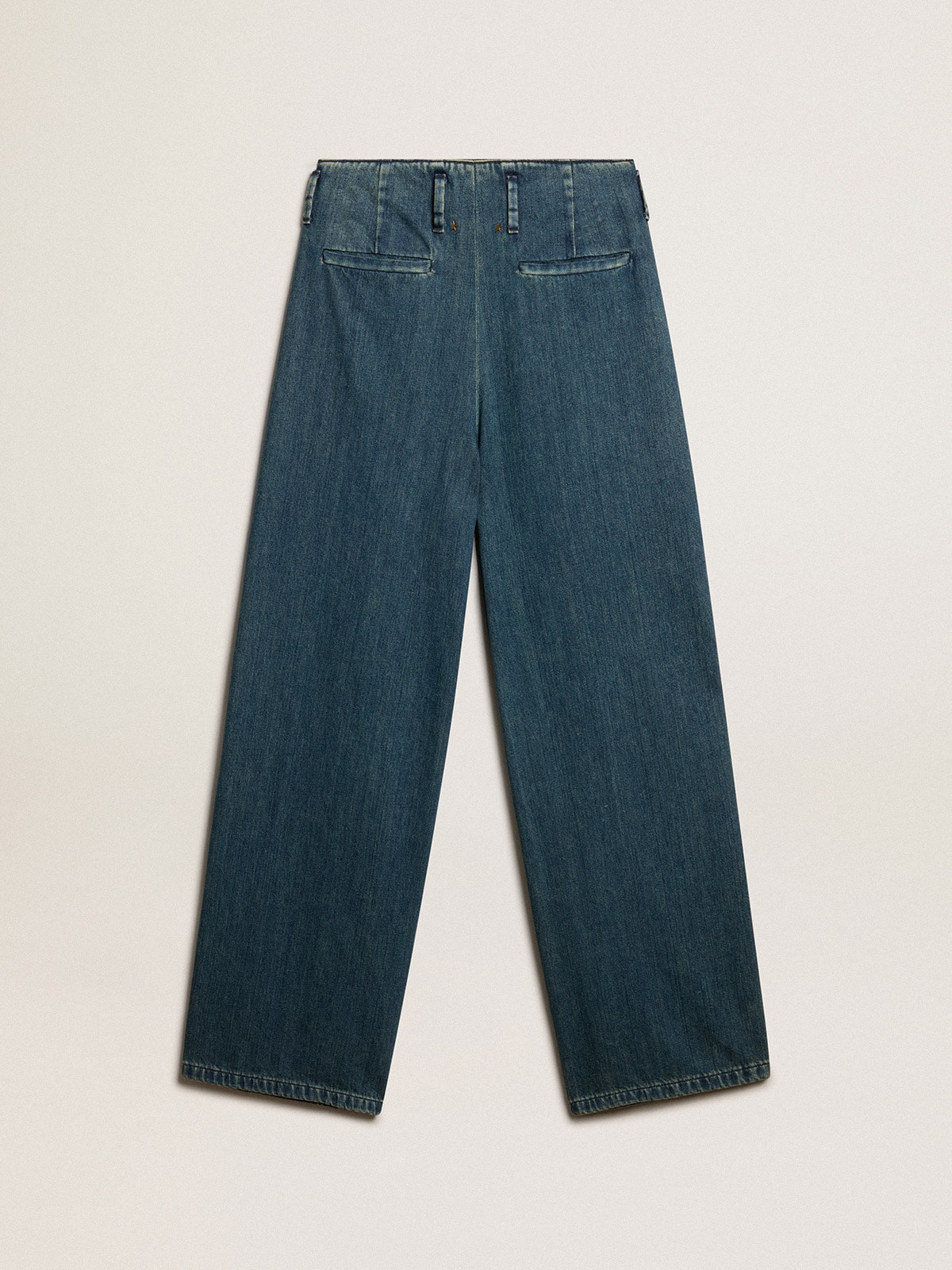 Women’s blue cotton pleated pants