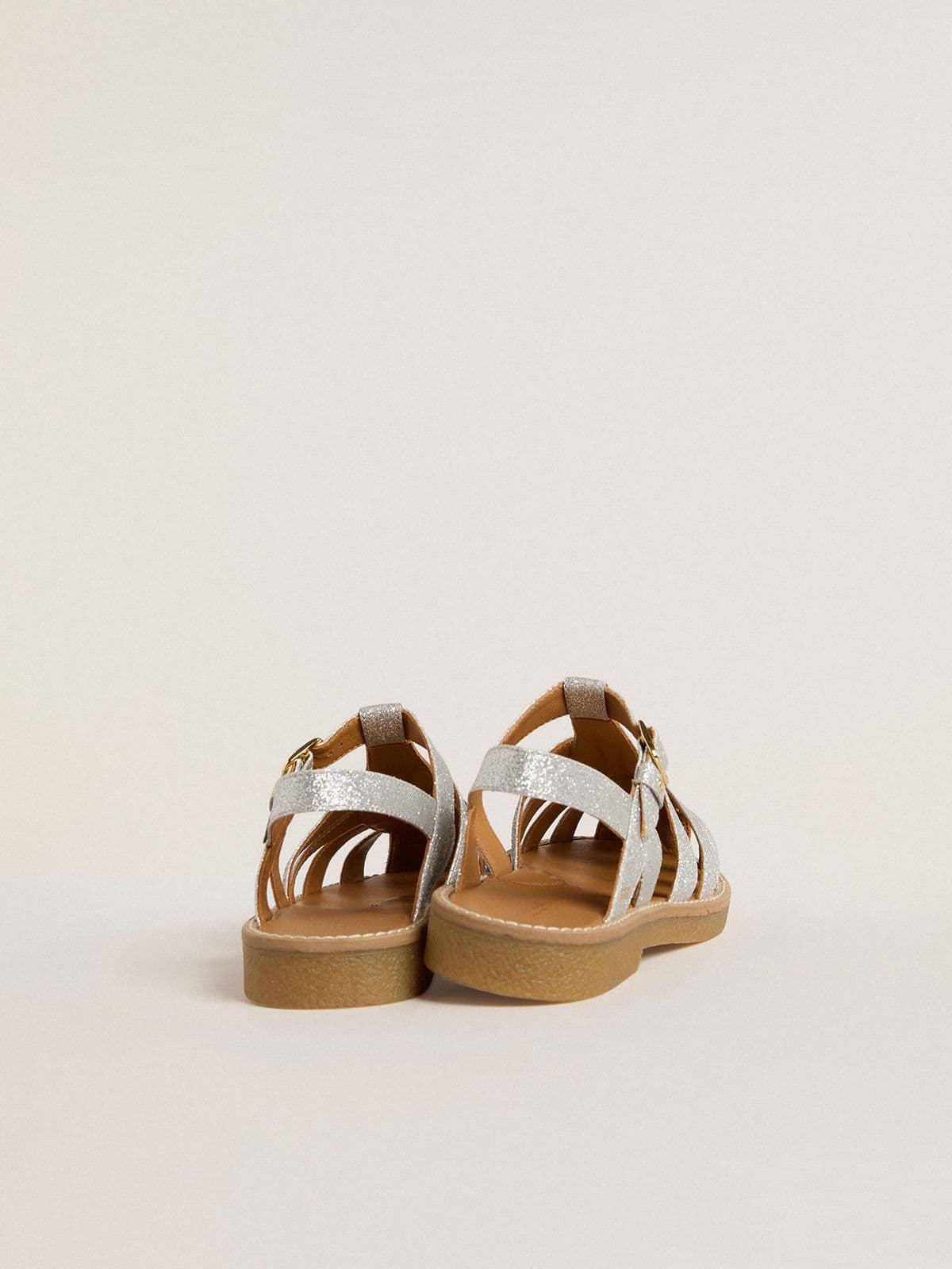 Maxime Young sandals in silver micro-glitter