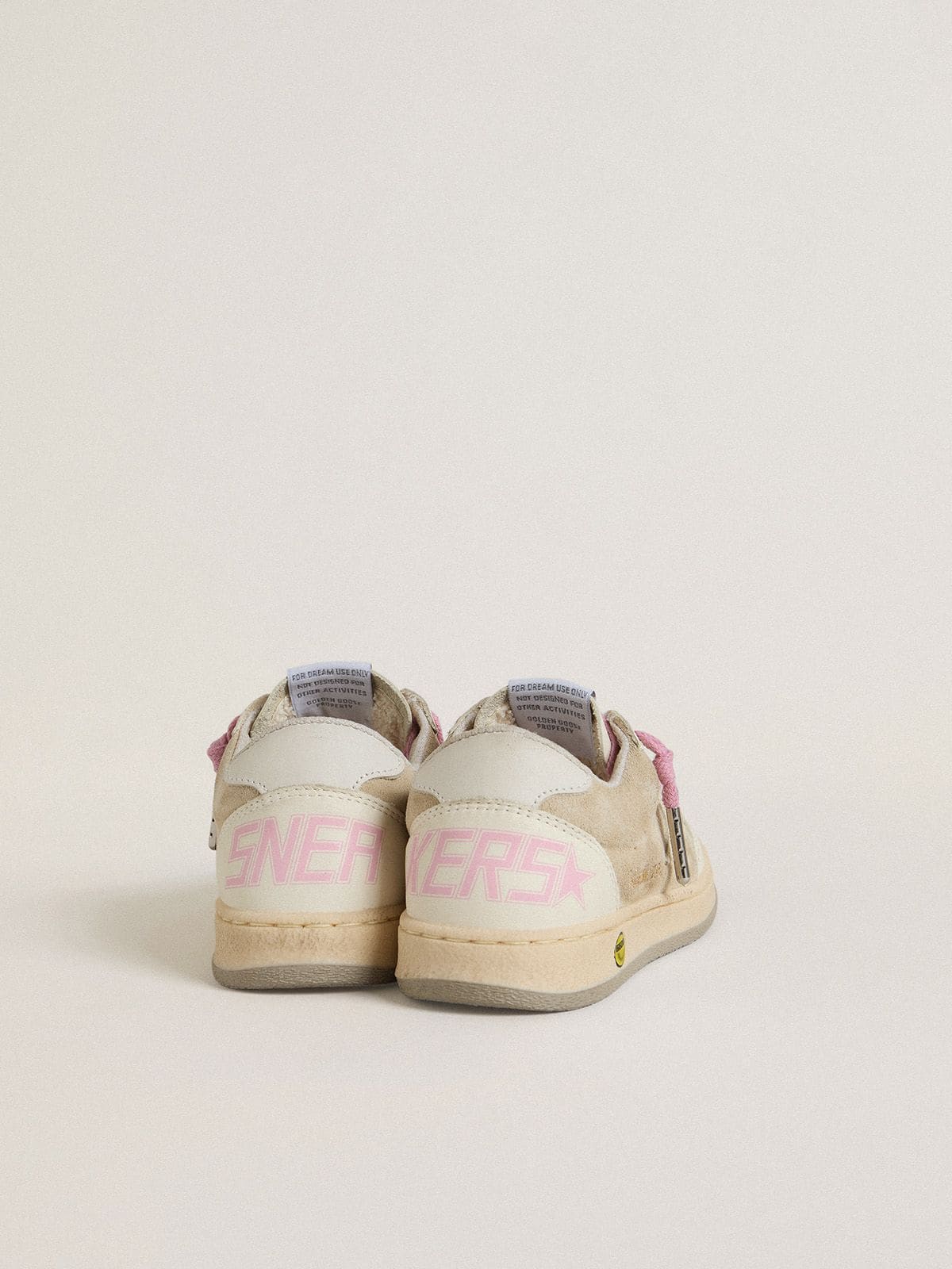 Young Ball Star in pearl suede with leather star and heel tab