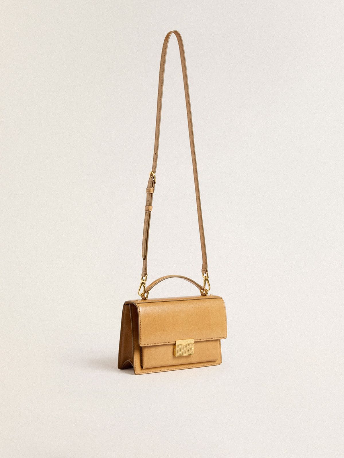 Venezia Bag in ochre yellow embossed leather with gold details
