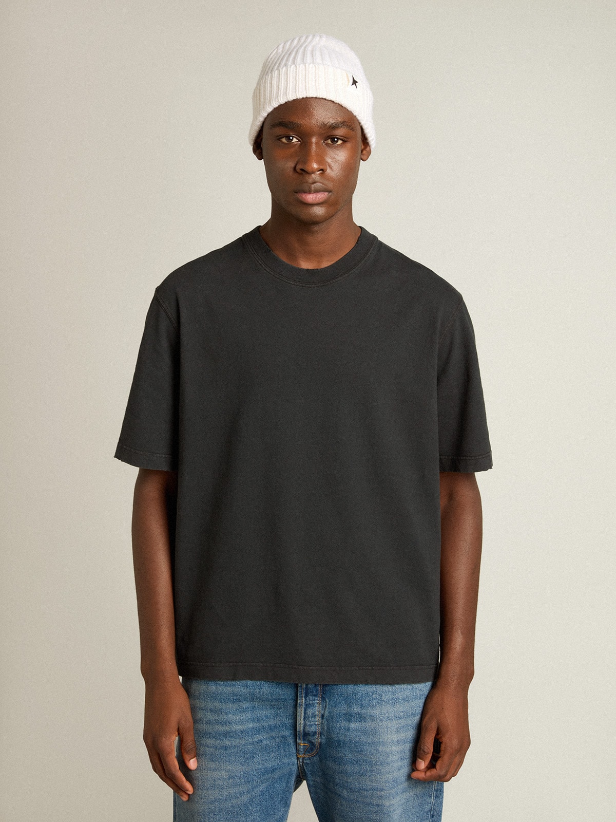 T-shirt in washed black with reverse logo on the back - Jersey Capsule