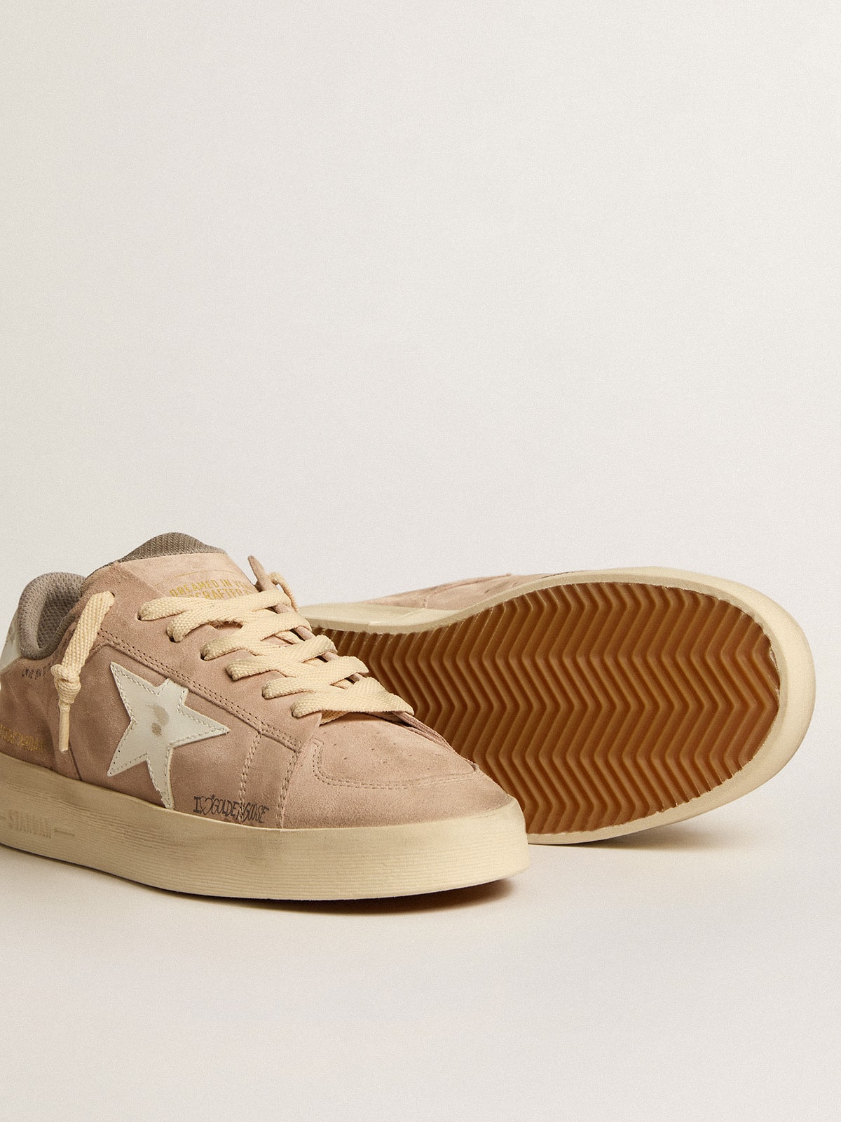 Women's Stardan in old rose suede with white leather star and heel tab