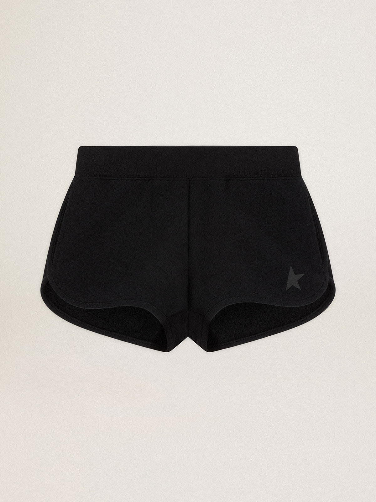 Women's black shorts with tone-on-tone star