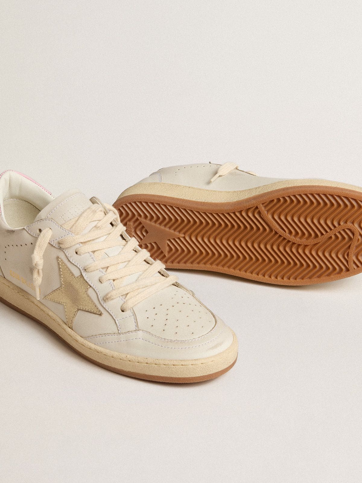 Women's Ball Star with gold foiled leather star and pink leather heel tab