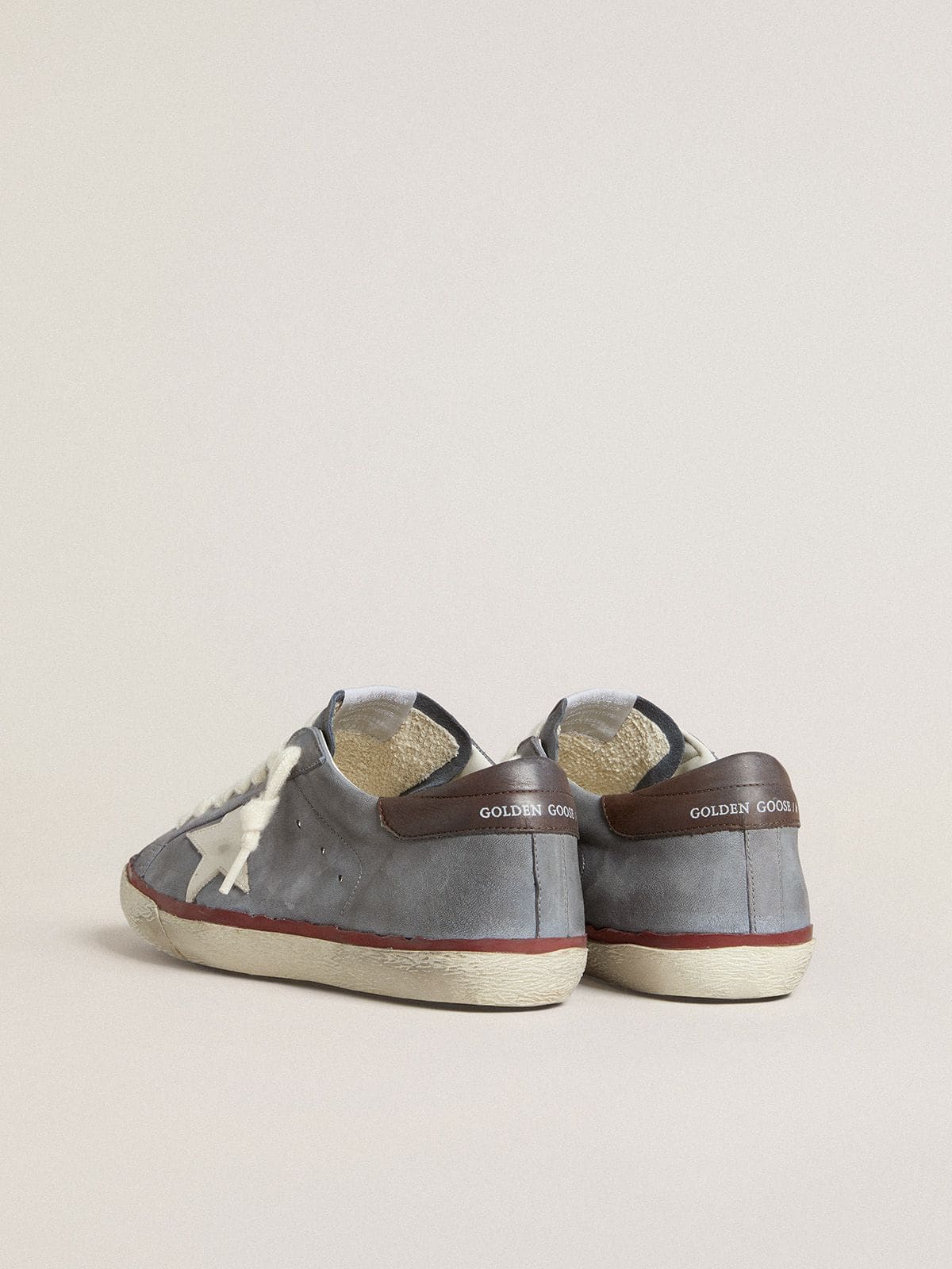 Super-Star LTD in light blue nubuck leather with white leather star and brown leather heel tab