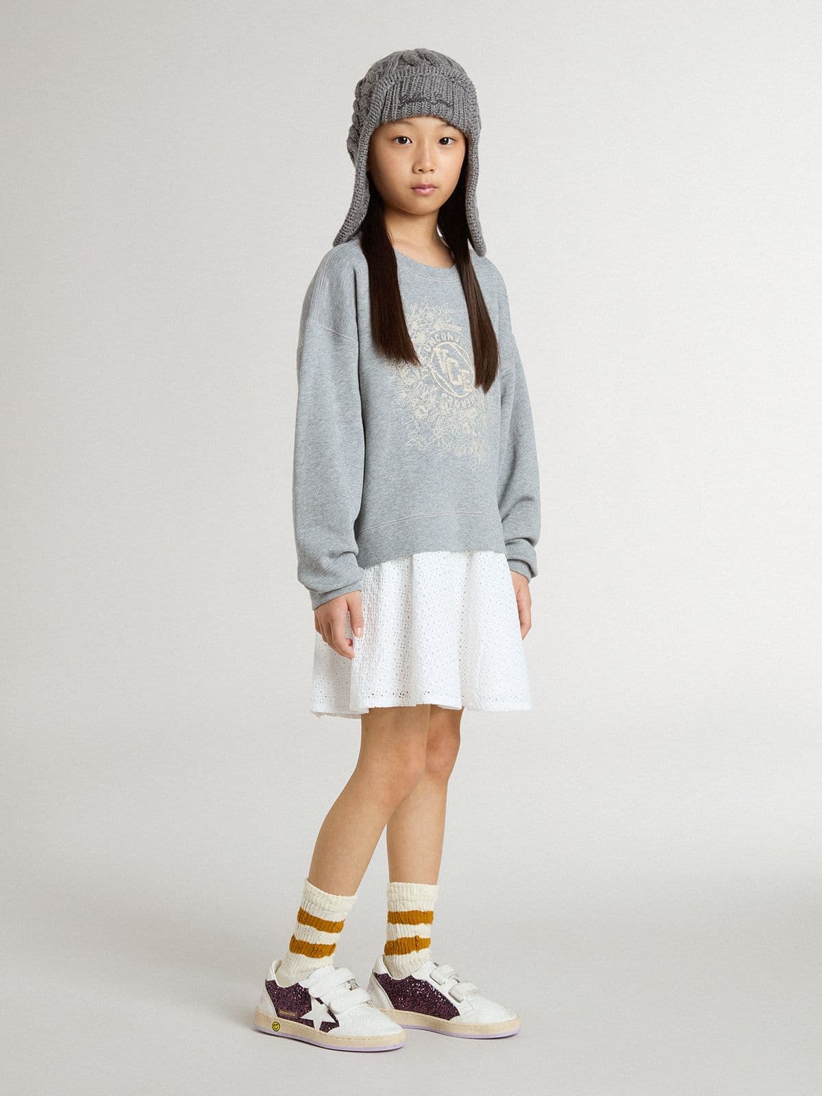 Girls’ gray and white mini dress