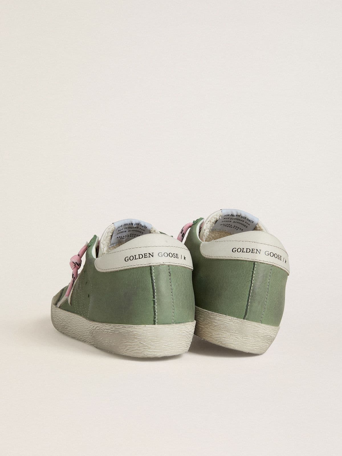 Women’s Super-Star LTD in green nubuck with white leather star and heel tab