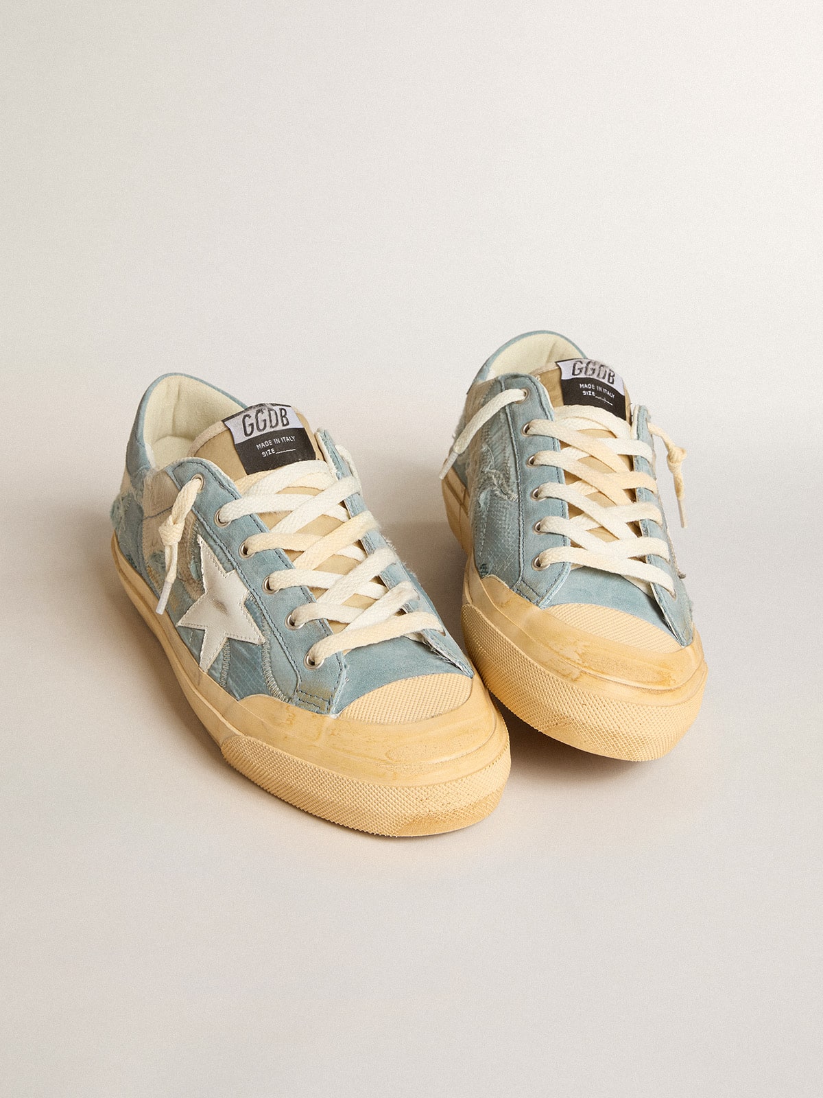 Men's Super-Star in light blue mesh and nylon with white leather star