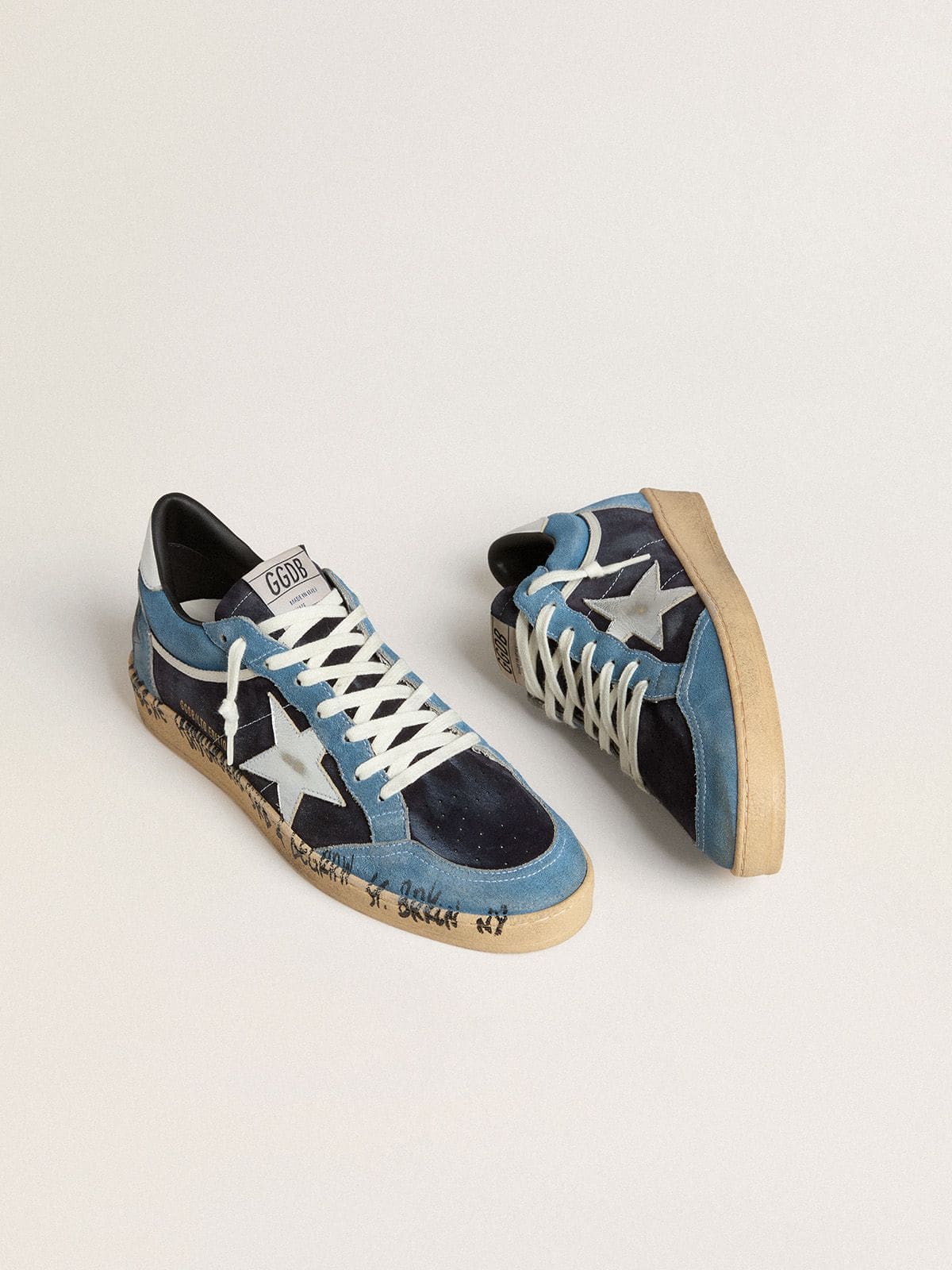 Men's Ball Star in blue suede with silver leather star and heel tab