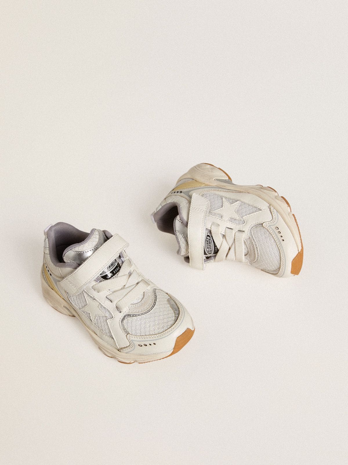 Junior Lightstar in white leather and mesh with white leather star