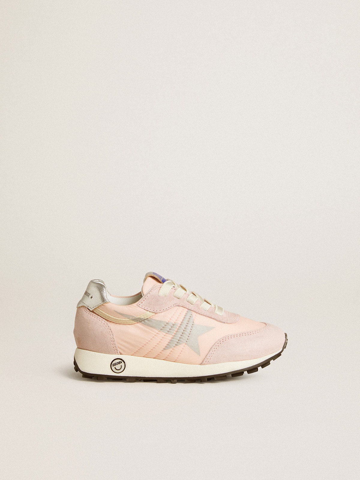 Junior Marathon in pink nylon with printed star and leather heel tab