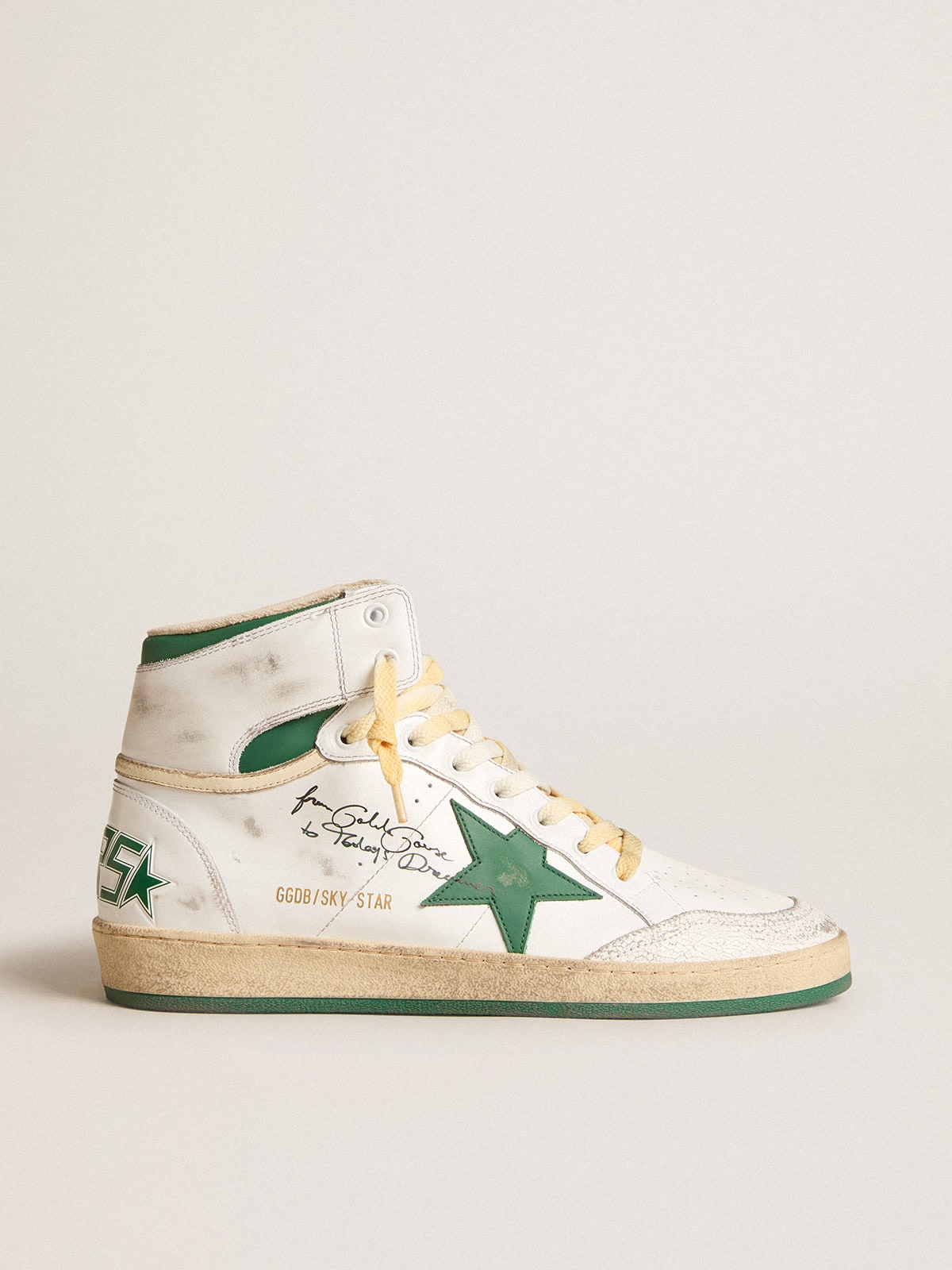 Sky-Star in white leather with green leather star