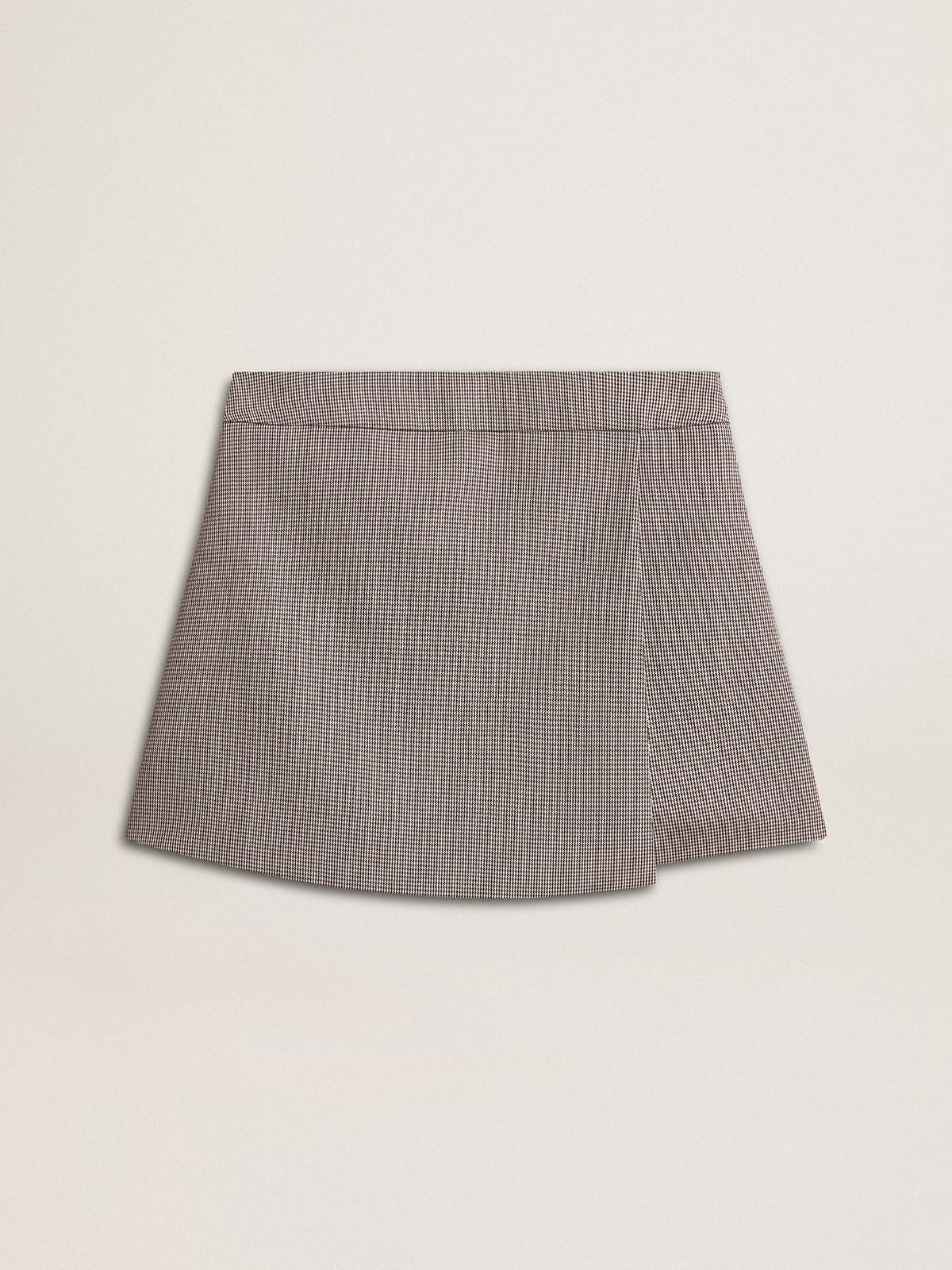 Women's gray mini shorts in houndstooth wool