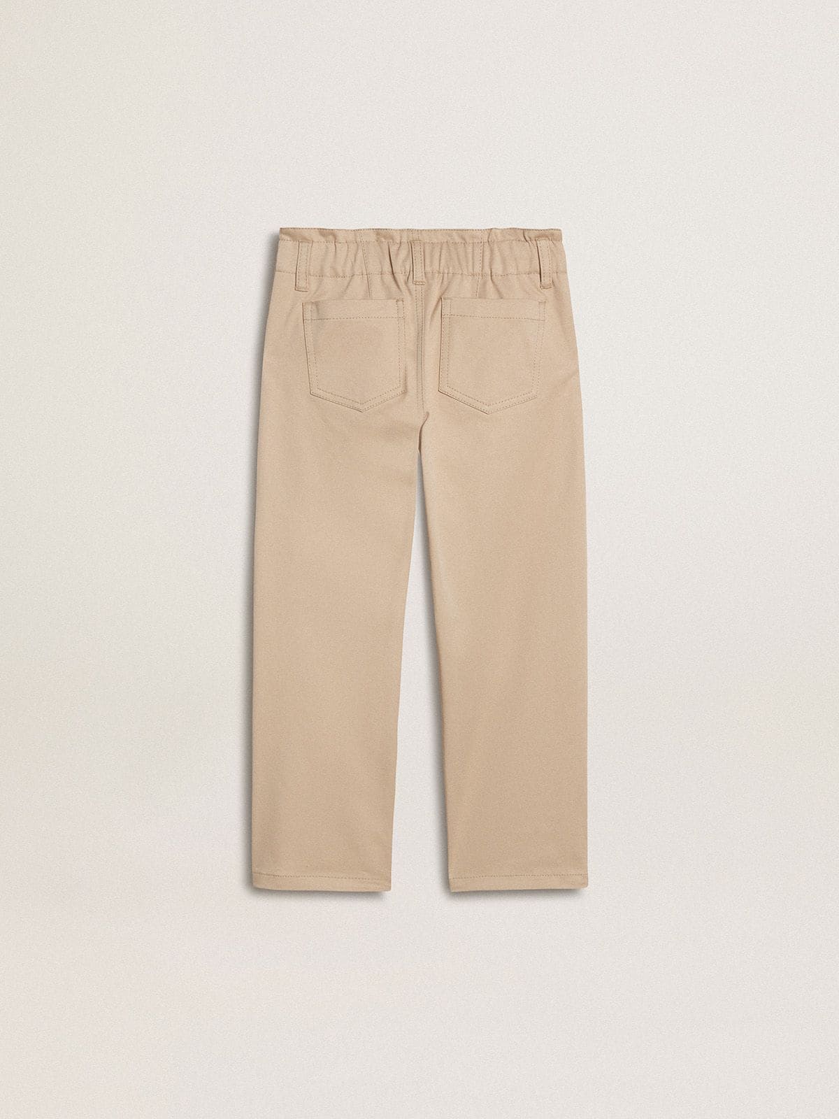Girls' beige cotton pants with embroidery