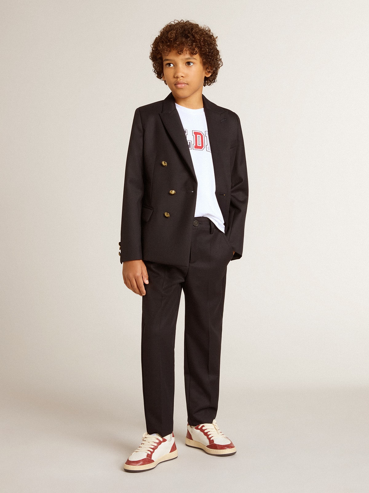 Boys' dark blue double-breasted blazer