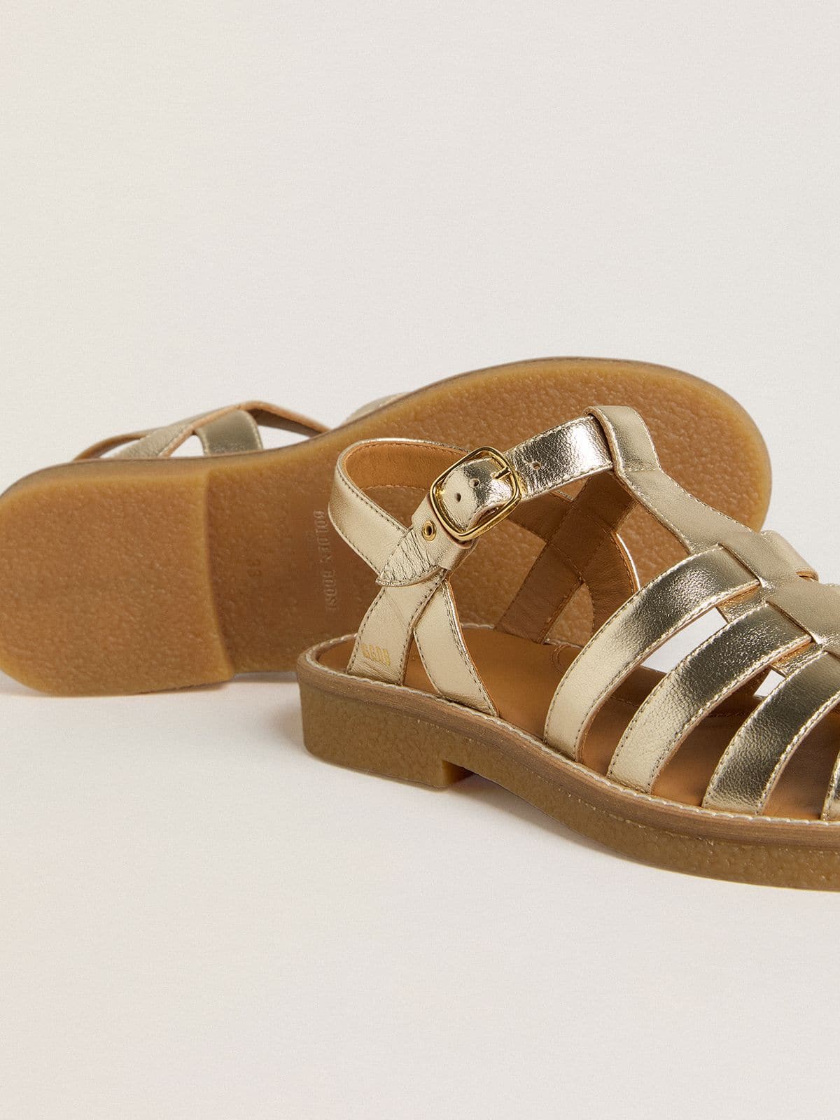 Junior Maxime sandals in gold metallic leather