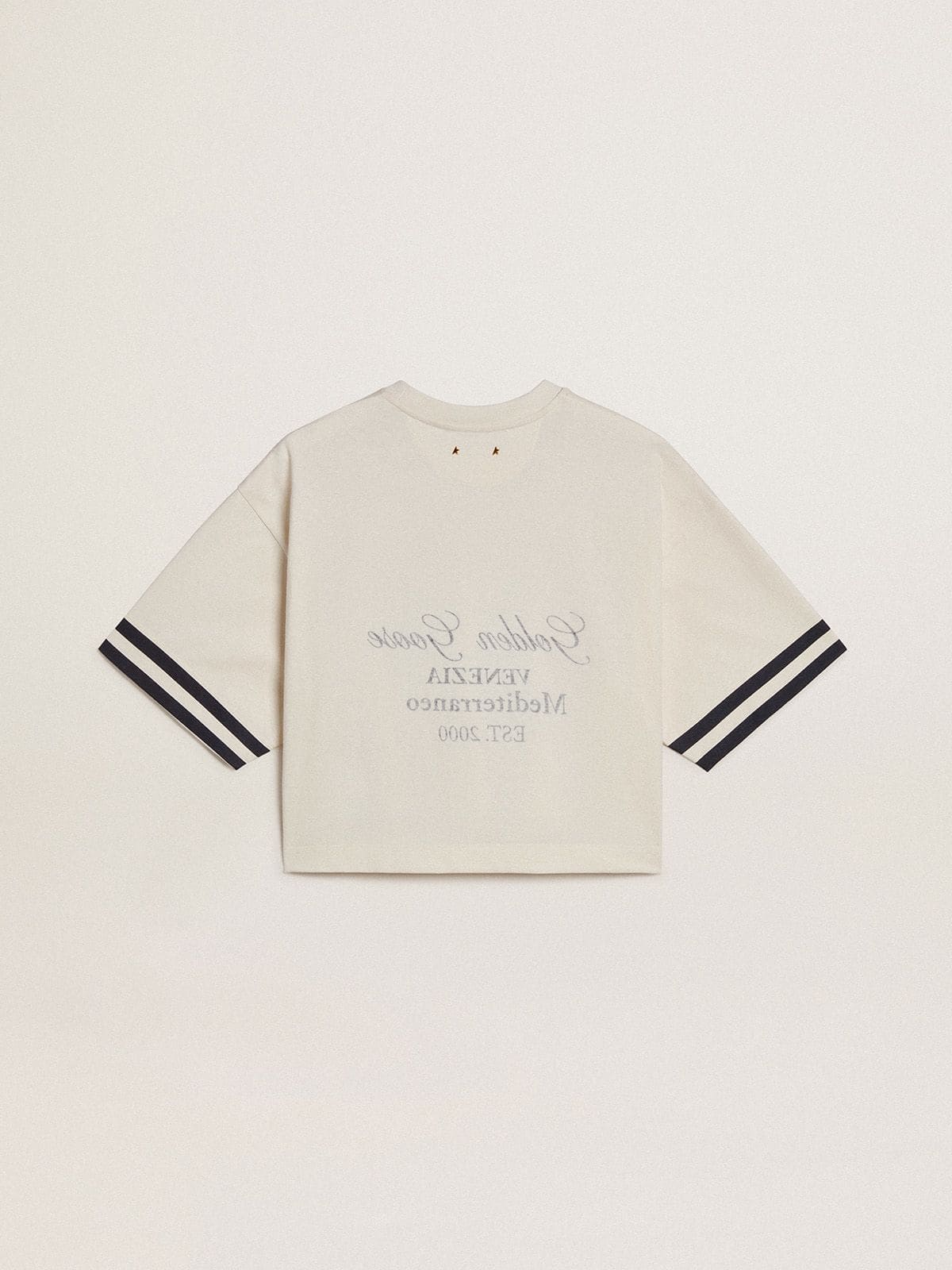 Women's oversized short T-shirt in white jersey with embroidery and 