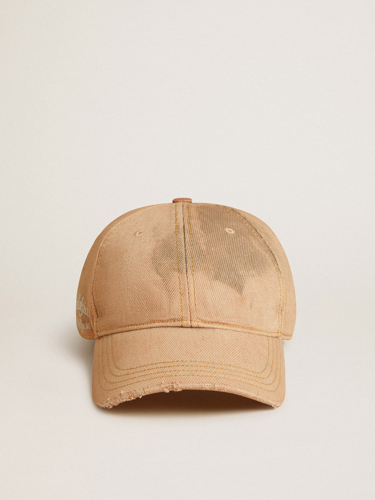 Beige baseball cap with a lived-in finish