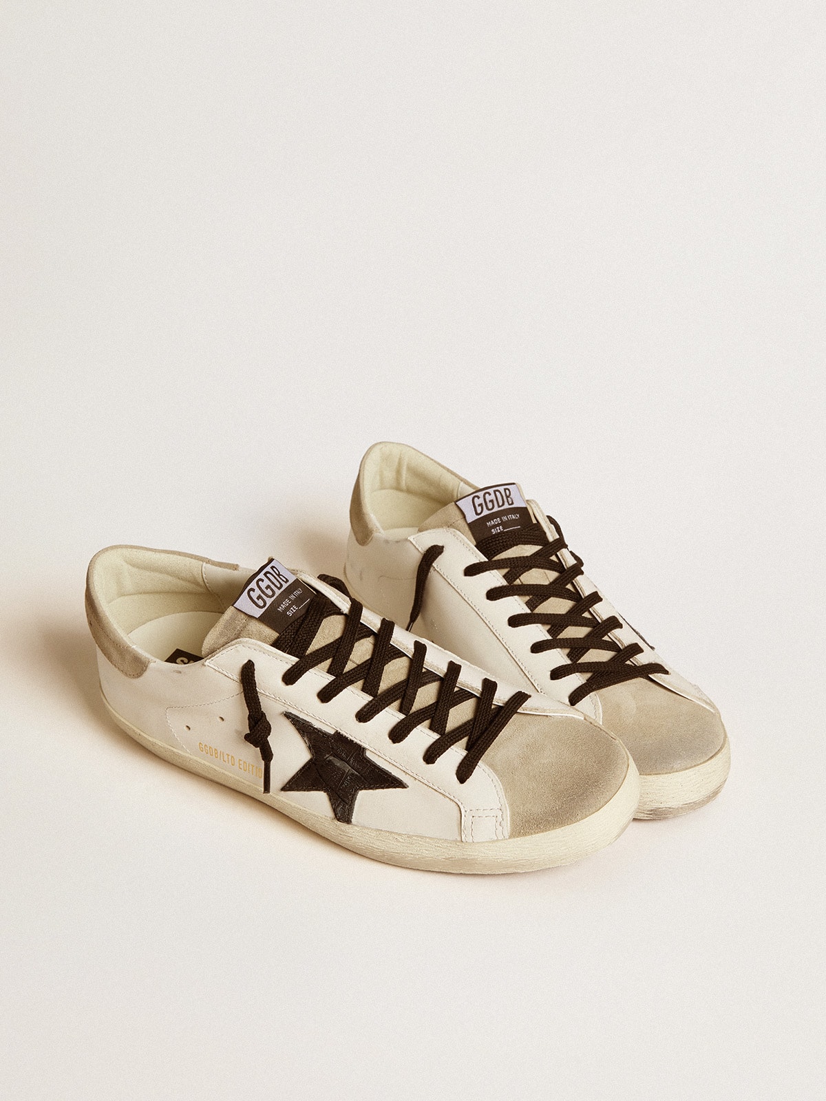 Men's Super-Star LTD with black croc-print leather star and suede inserts