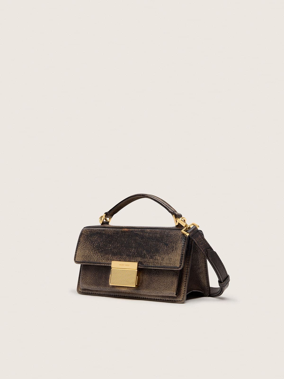 Small Venezia Bag in dark brown leather with gold buckle