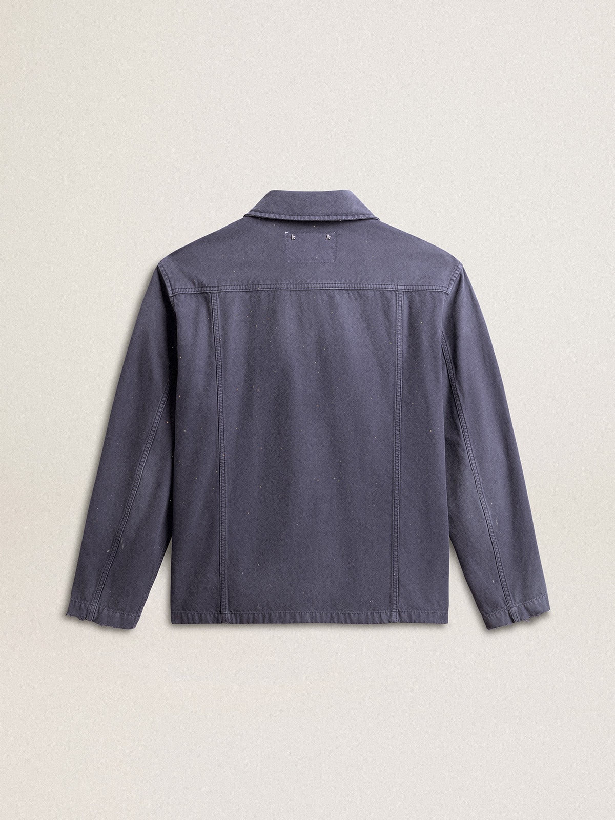 Men's blue jacket in denim cotton with distressed treatment