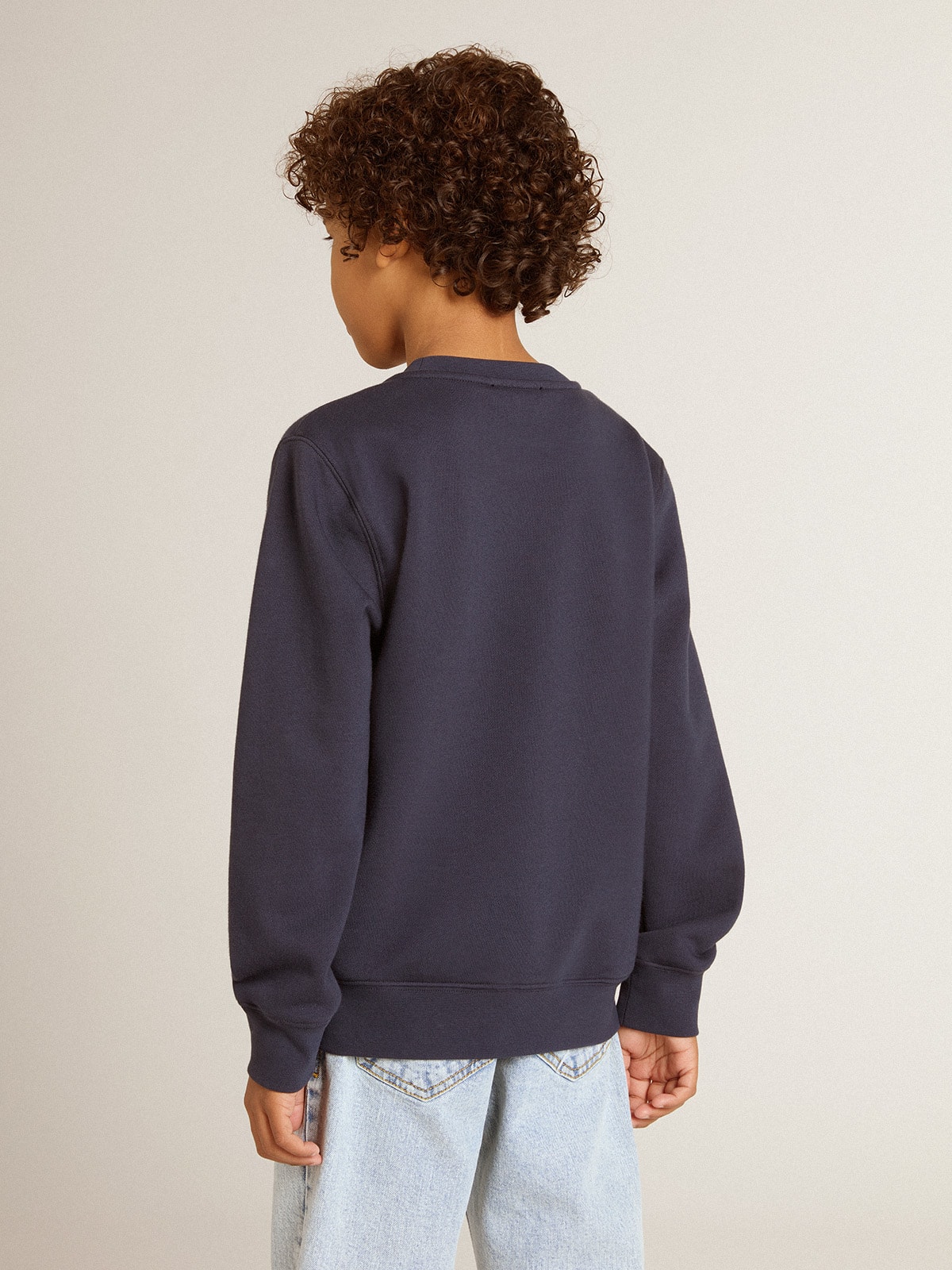 Boys' dark blue sweatshirt with white print