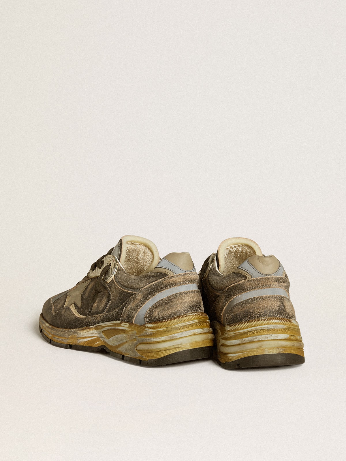 Men’s Dad-Star in suede and nylon with khaki leather star and heel tab