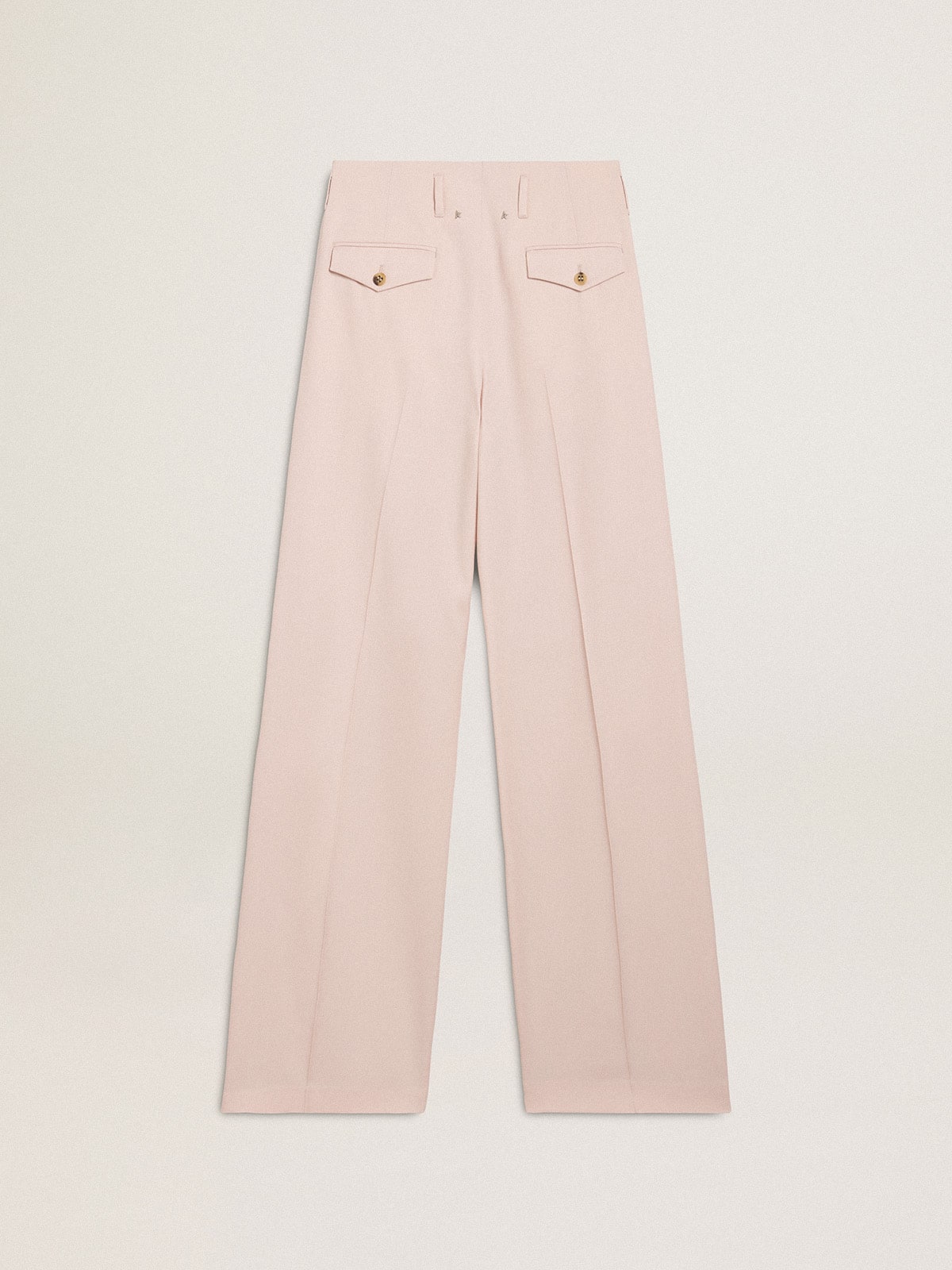 Women's pants in pink tailored wool fabric