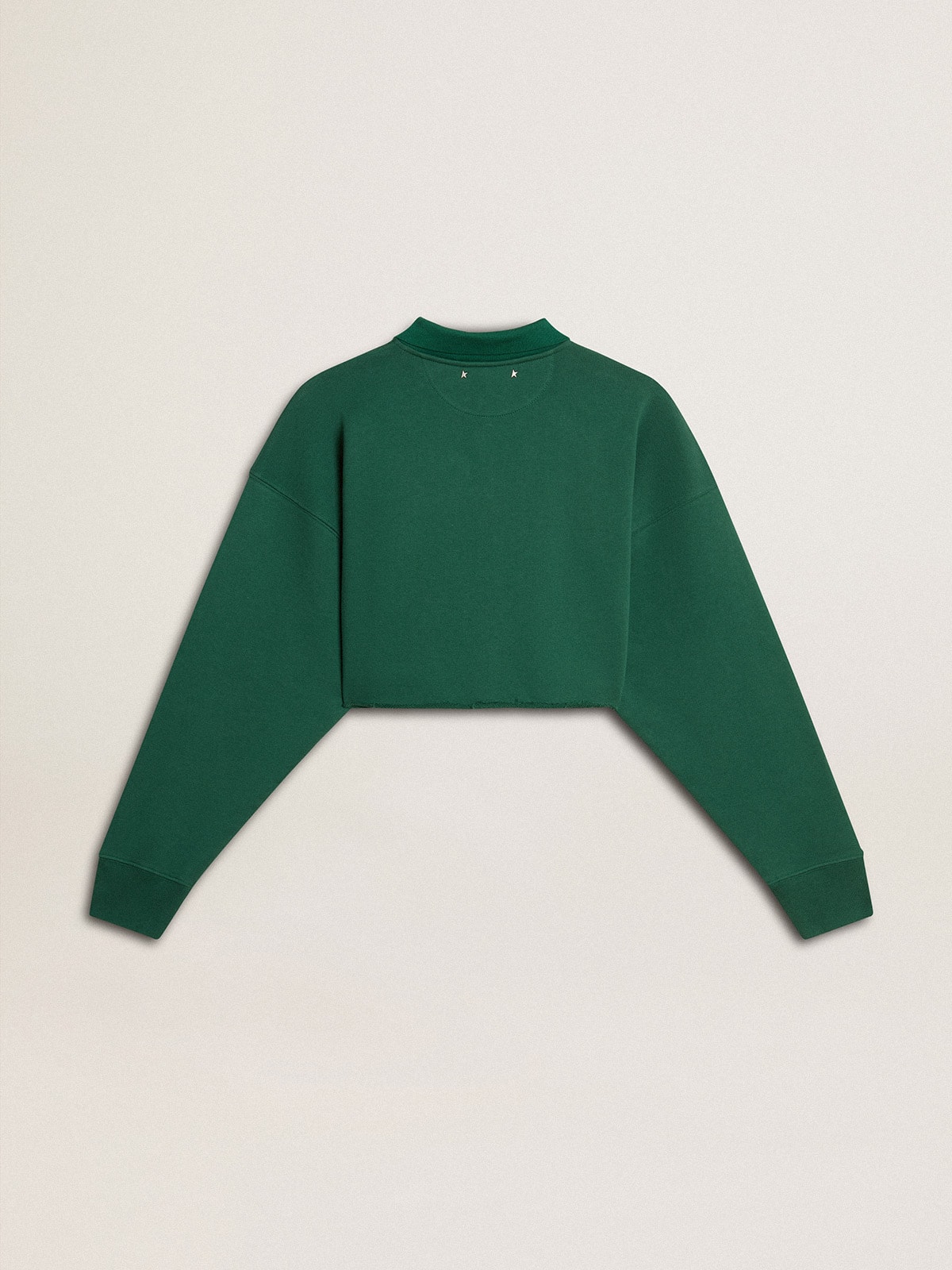 Women's green cropped polo sweatshirt with print