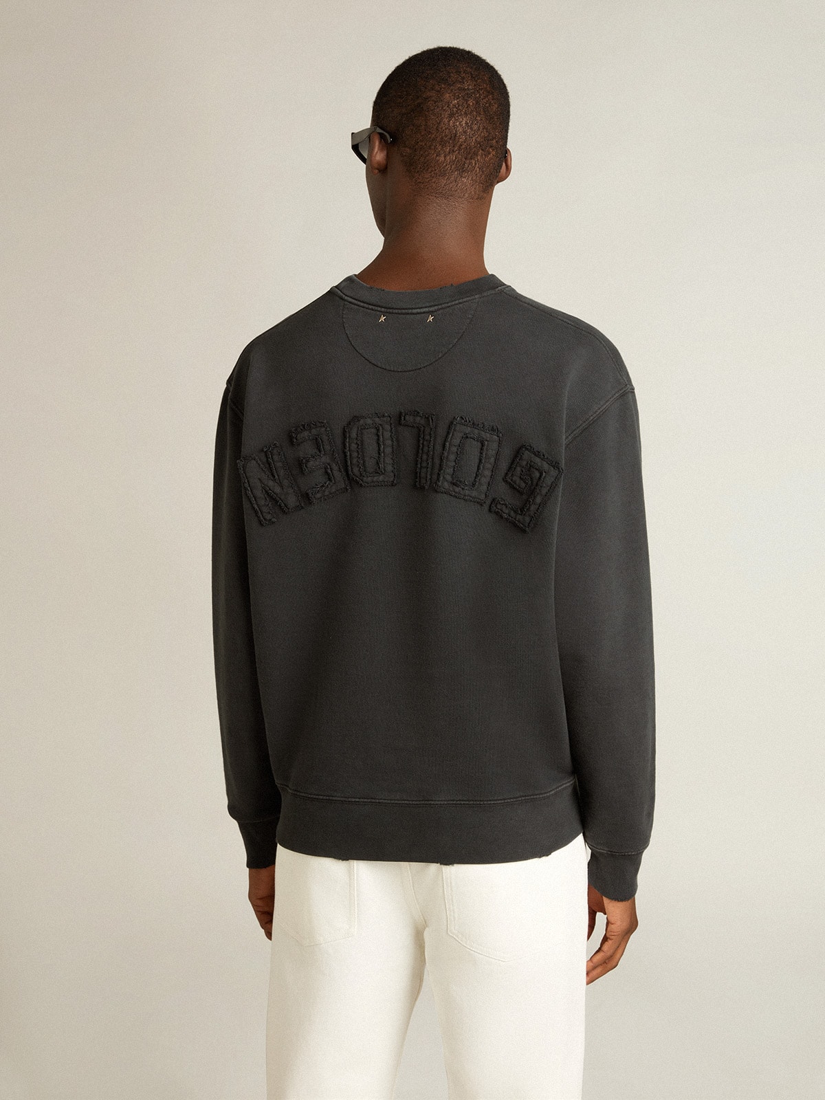 Sweatshirt in washed black with reverse logo on the back - Jersey Capsule