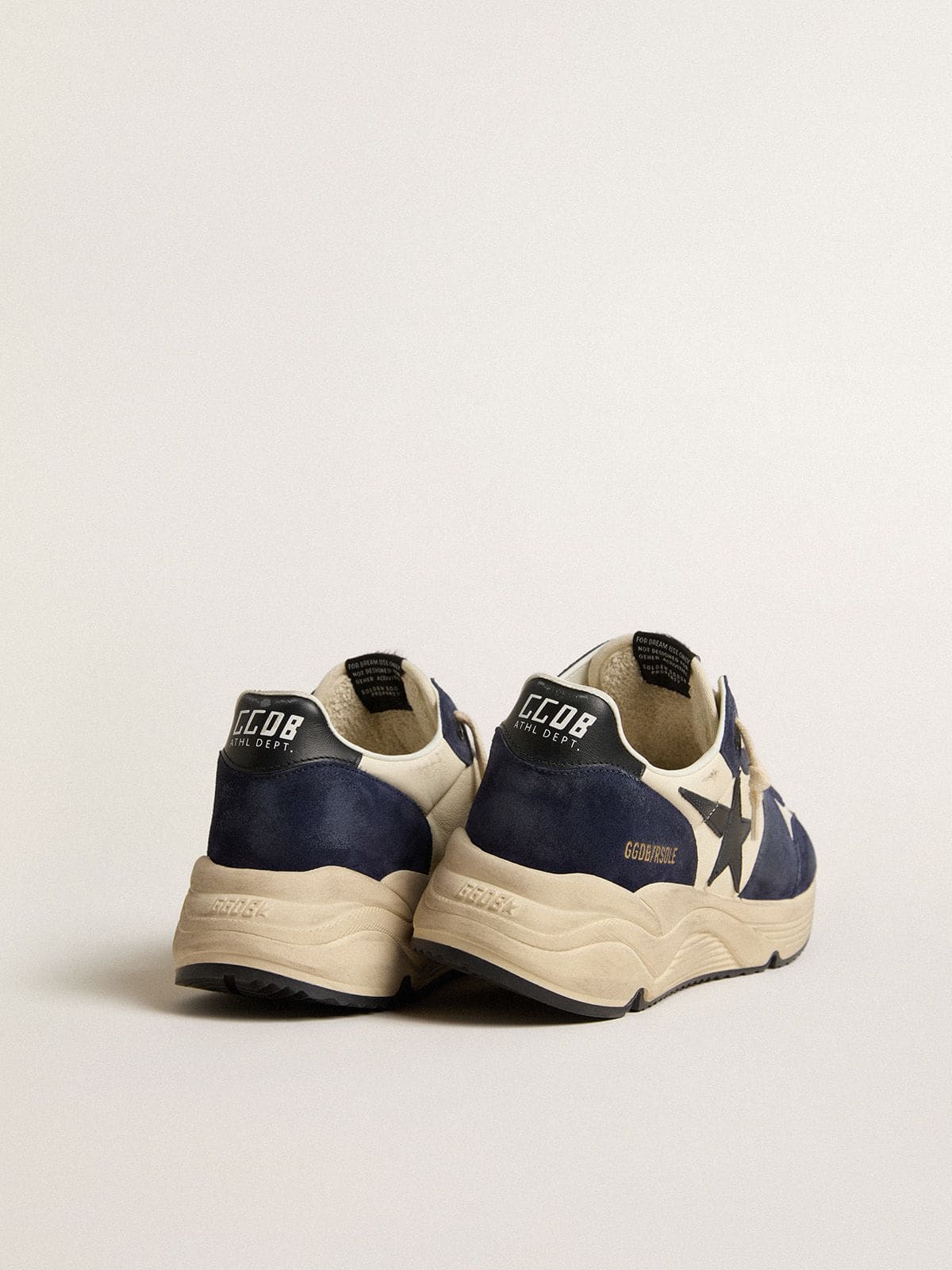 Men’s Running Sole in black and beige nappa leather with black star and heel tab