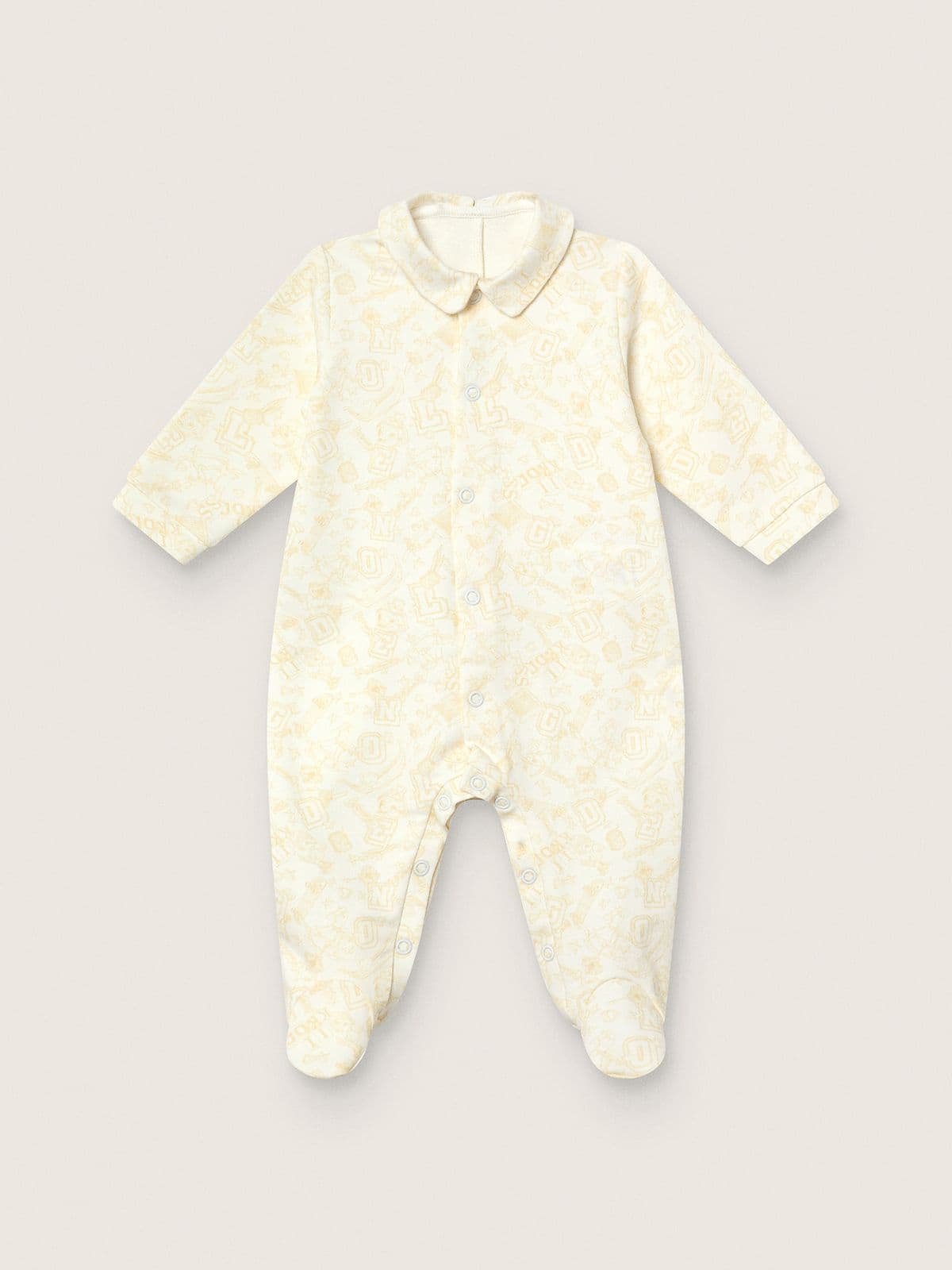 White cotton baby gift set with-peach pink mascot print