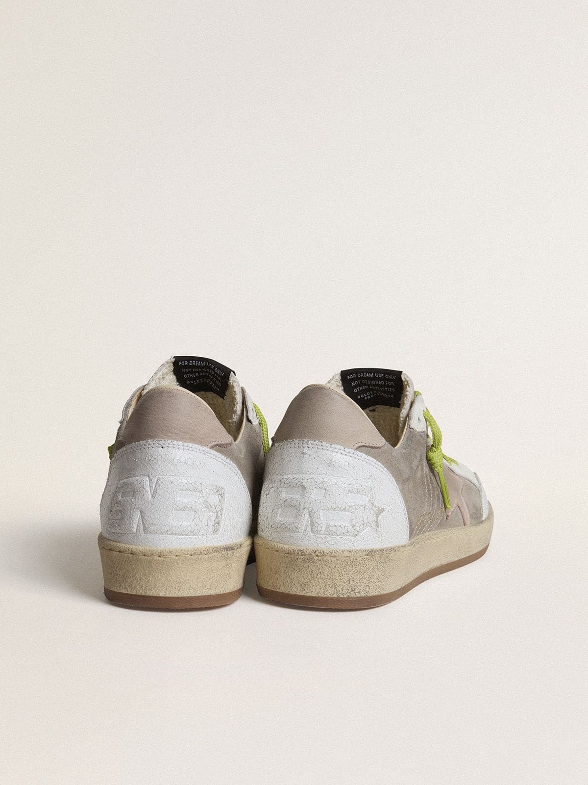 Men’s Ball Star in gray suede with old rose suede star and beige leather heel tab