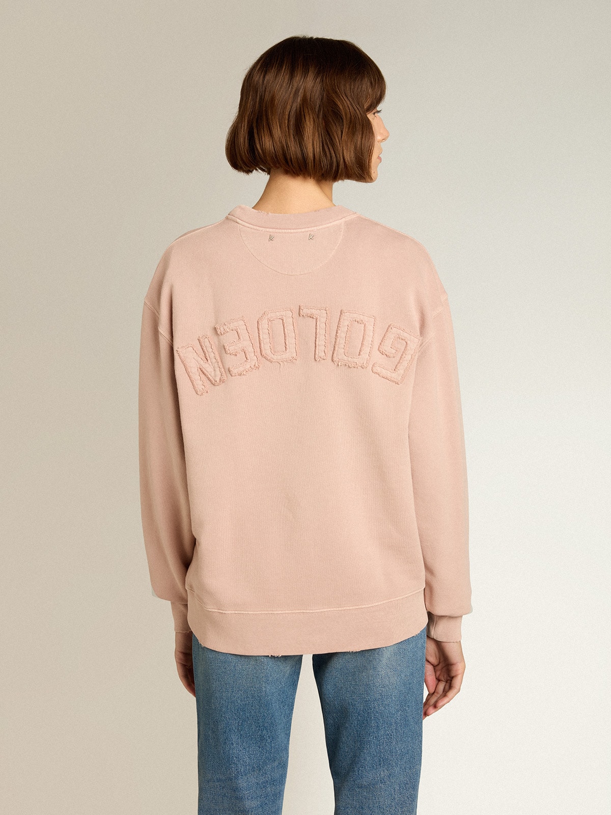 Powder-pink sweatshirt with reverse logo on the back - Jersey Capsule