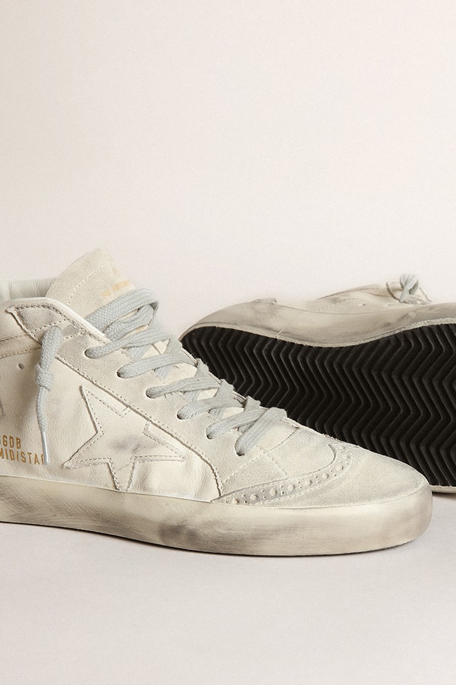 Women’s Mid-Star with white leather star and gray suede inserts