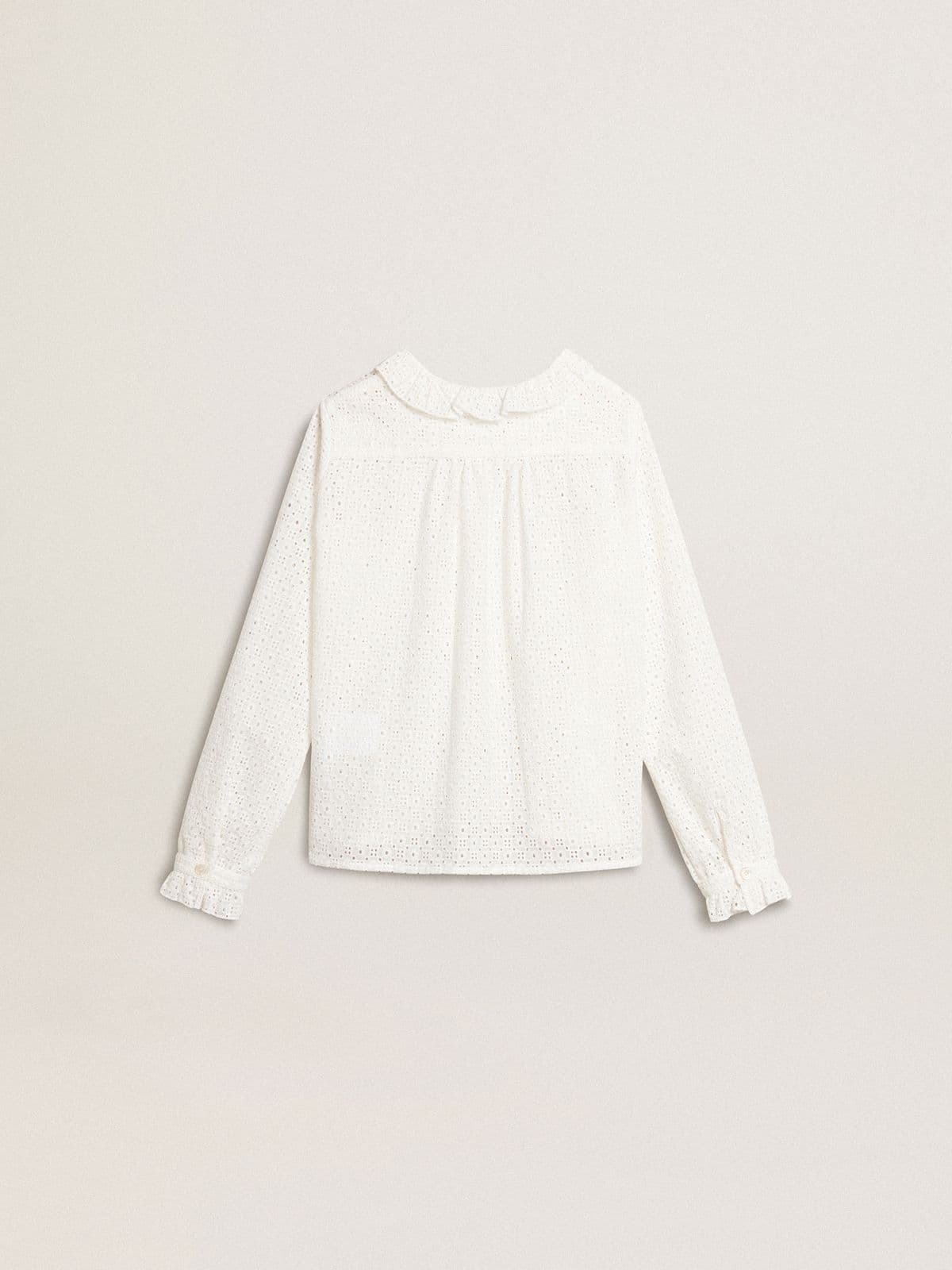 Girls' white broderie anglaise cotton shirt