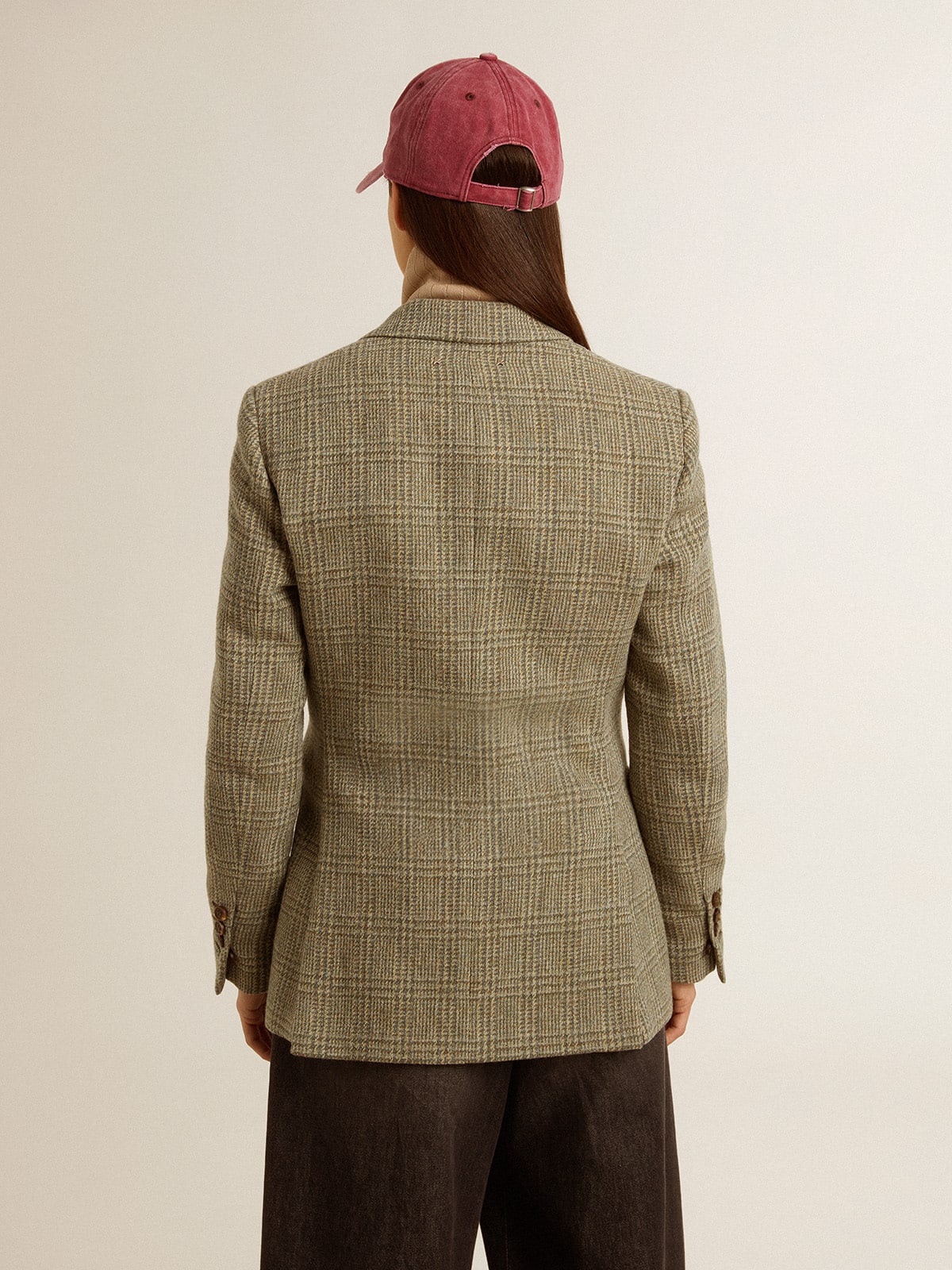 Women's double-breasted blazer in Shetland wool