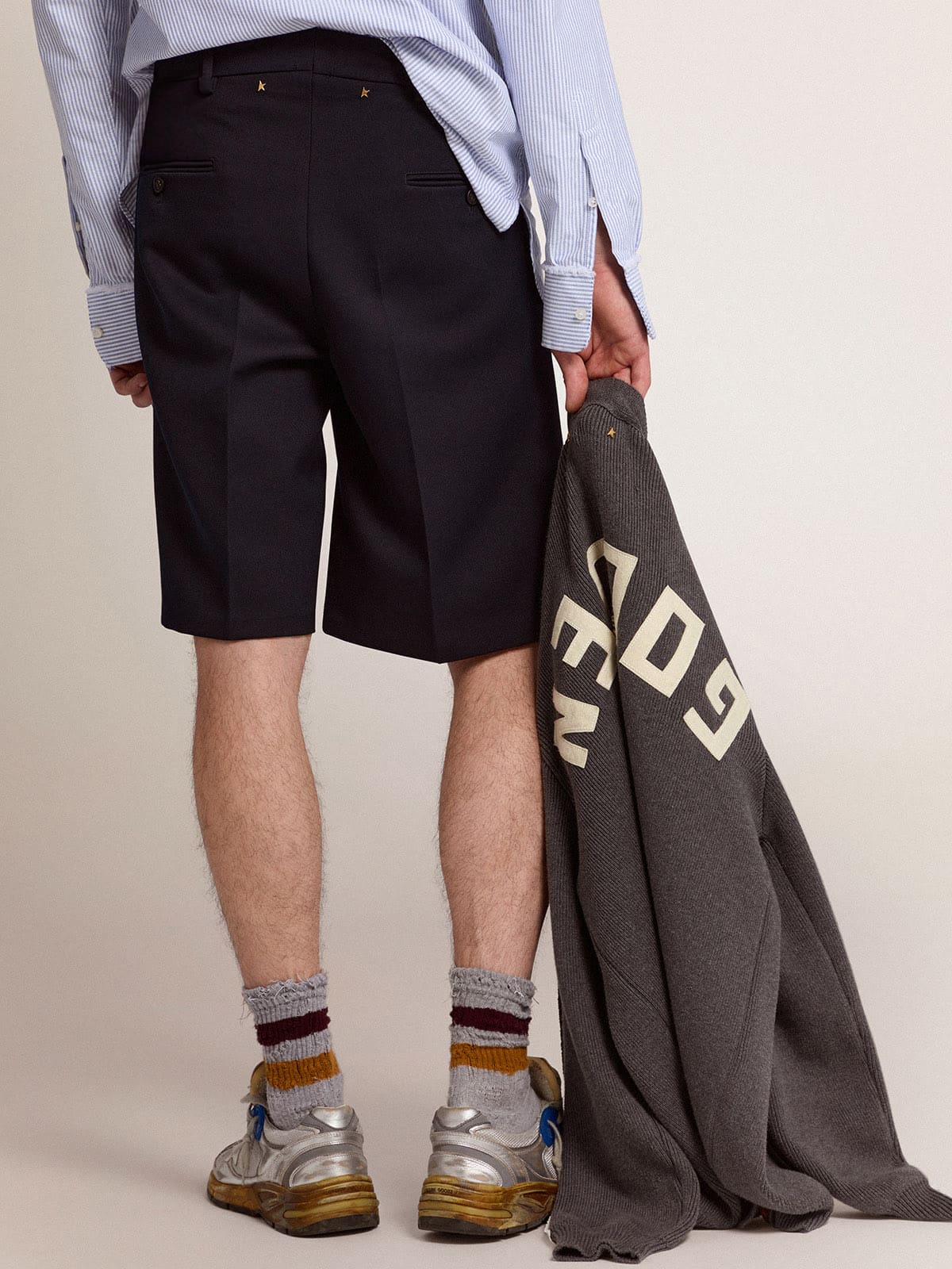 Men's bermuda shorts in dark blue wool