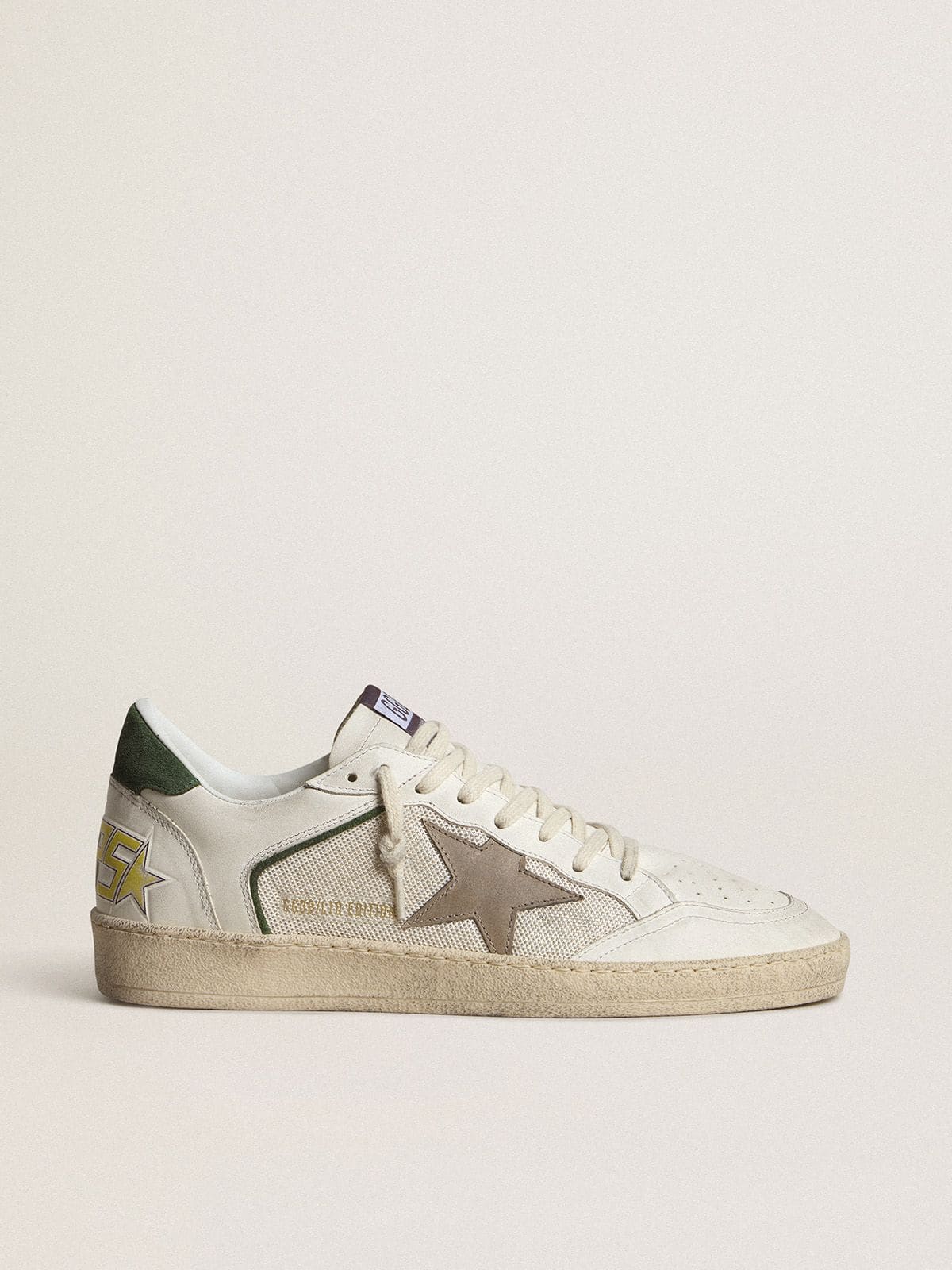 Ball Star LTD in mesh and nappa leather with gray leather star and green suede heel tab