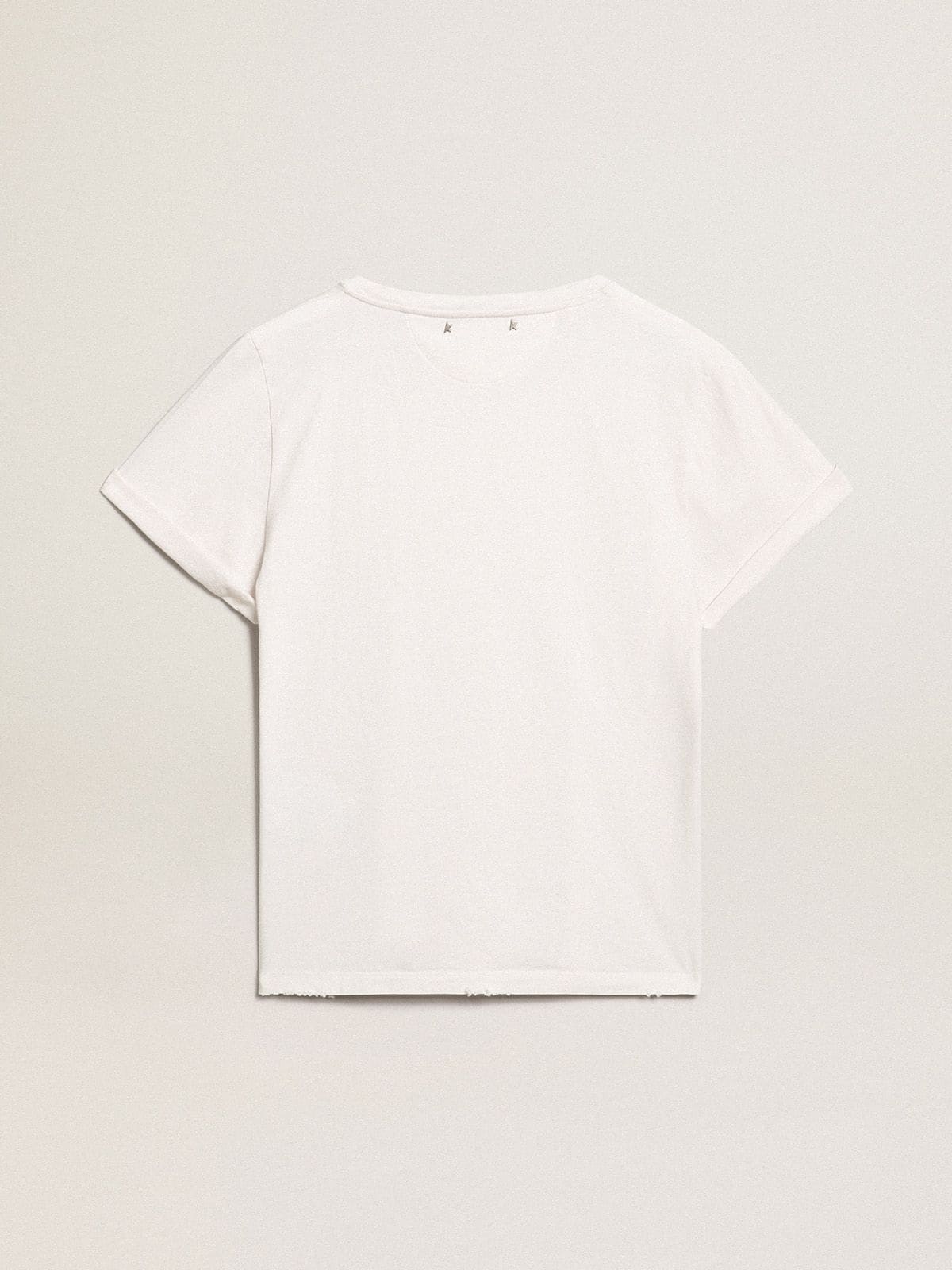 Distressed regular-fit women’s T-shirt in white