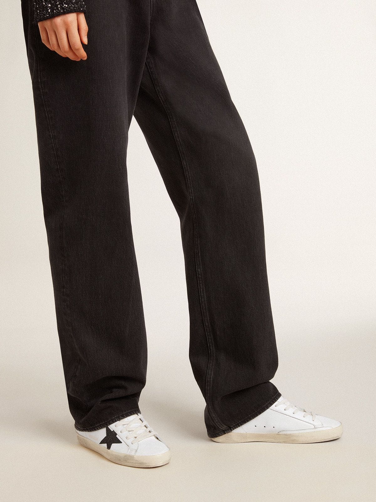 Women’s Super-Star with a black Swarovski crystal star and heel tab