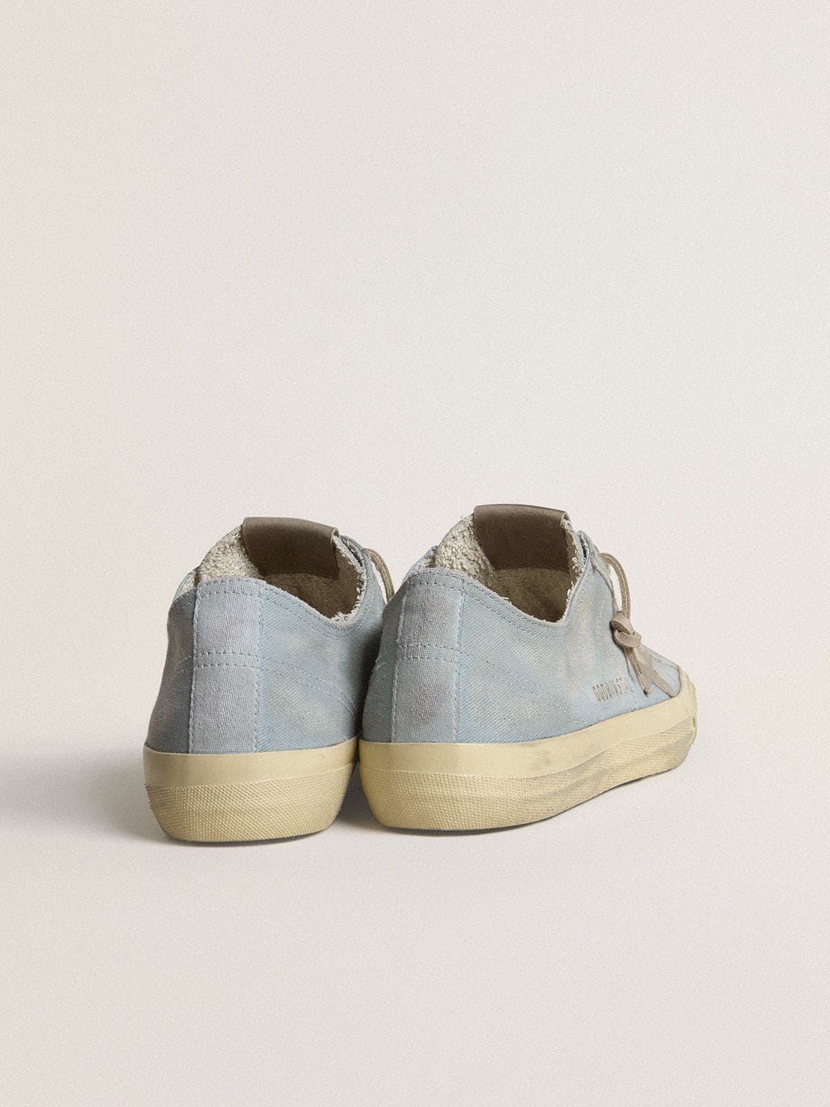 Women's V-Star in light blue canvas with dove-gray leather star