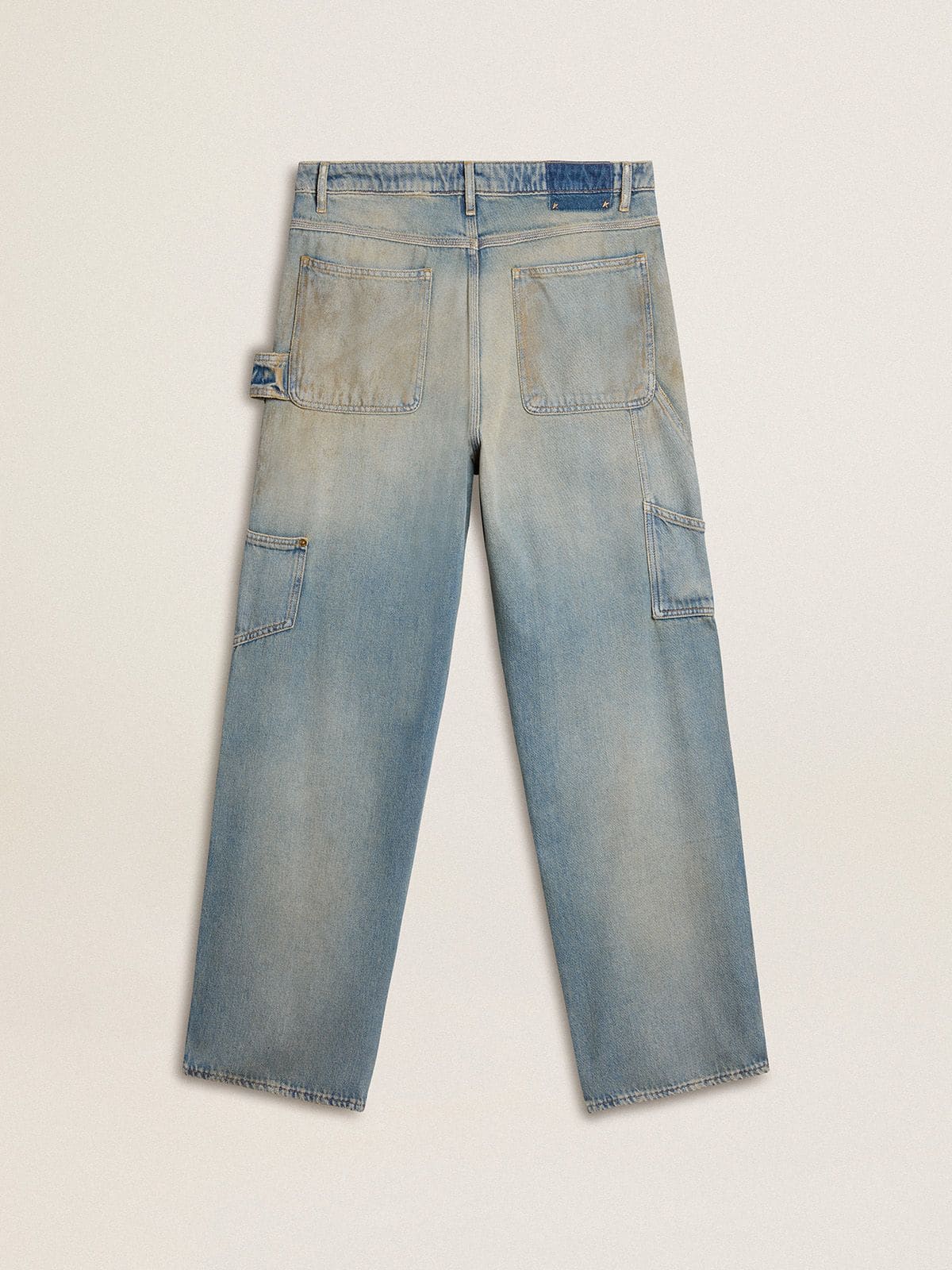 Men's distressed sand-washed jeans