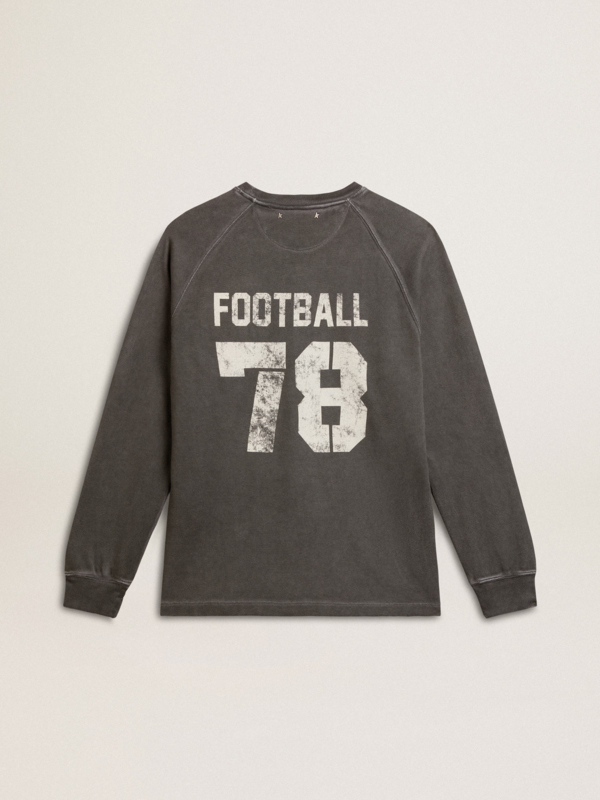 Men's long-sleeved T-shirt in anthracite gray cotton with logo on the back