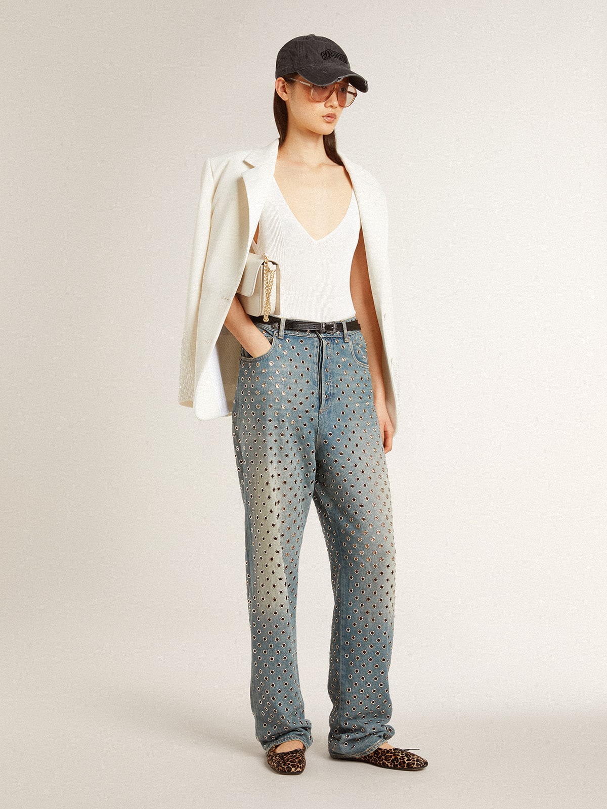 Amy ballet flats in beige leopard-print pony skin