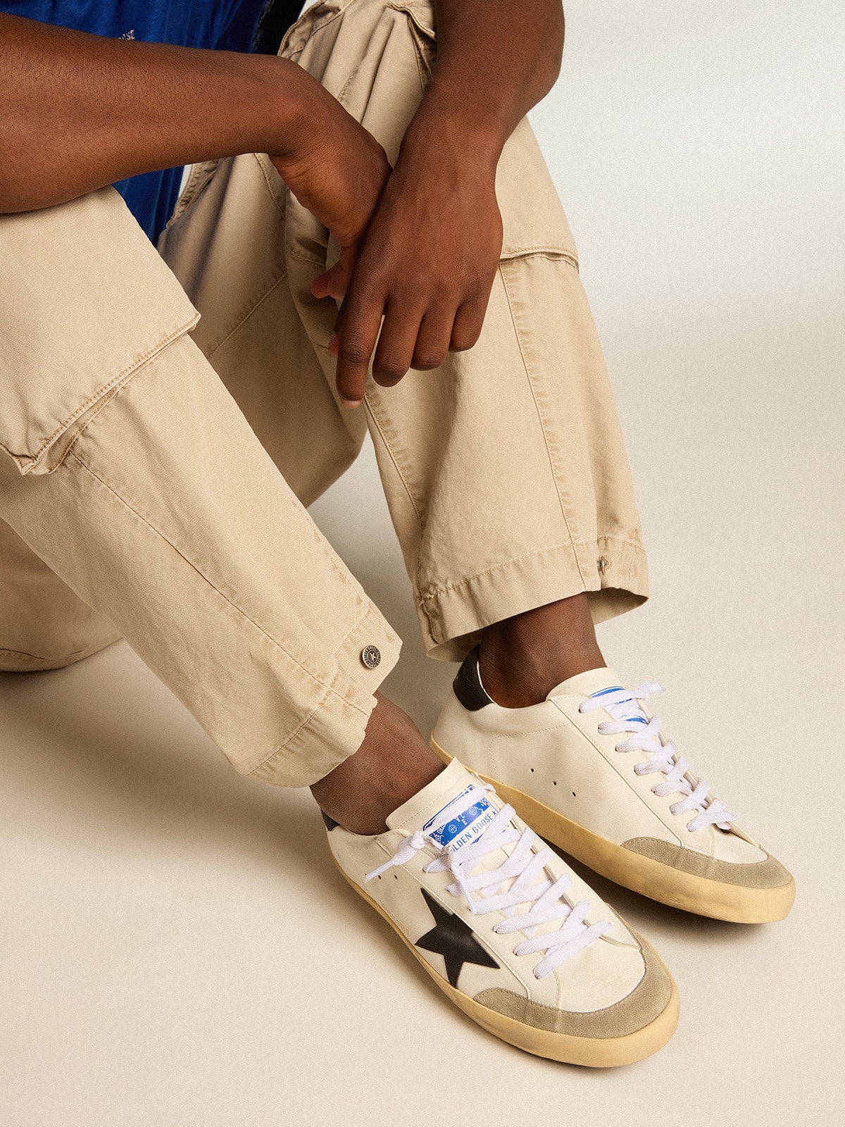 White bio-based men's Super-Star with black star and heel tab