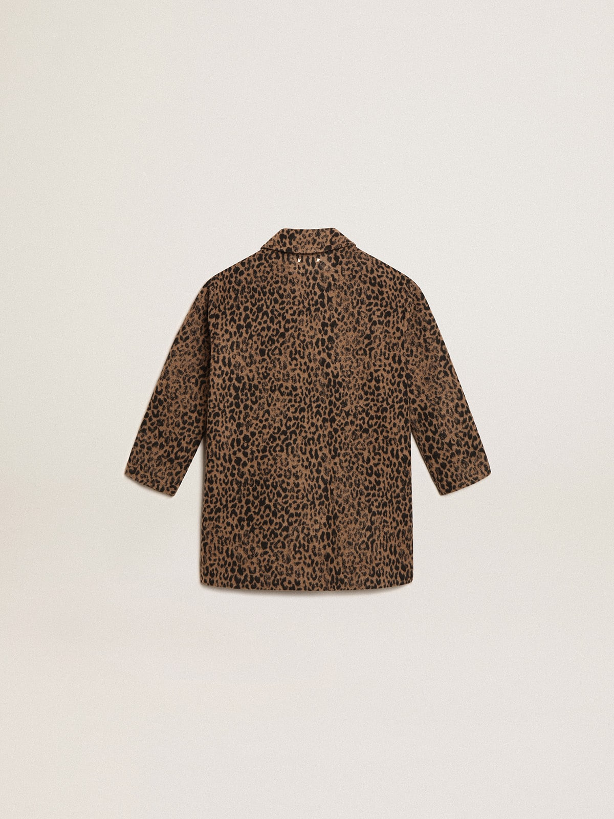Girls’ single-breasted coat in wool with jacquard animal print