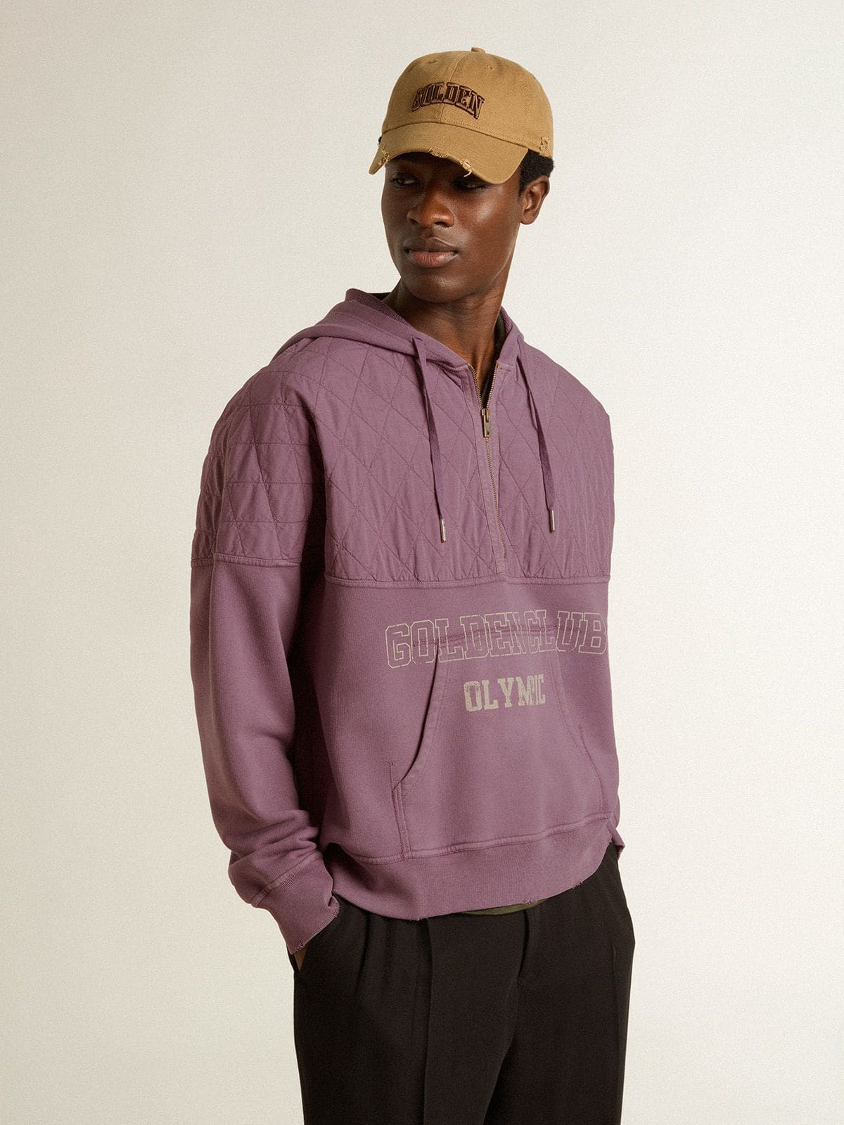 Unisex mauve cotton sweatshirt with print on the front