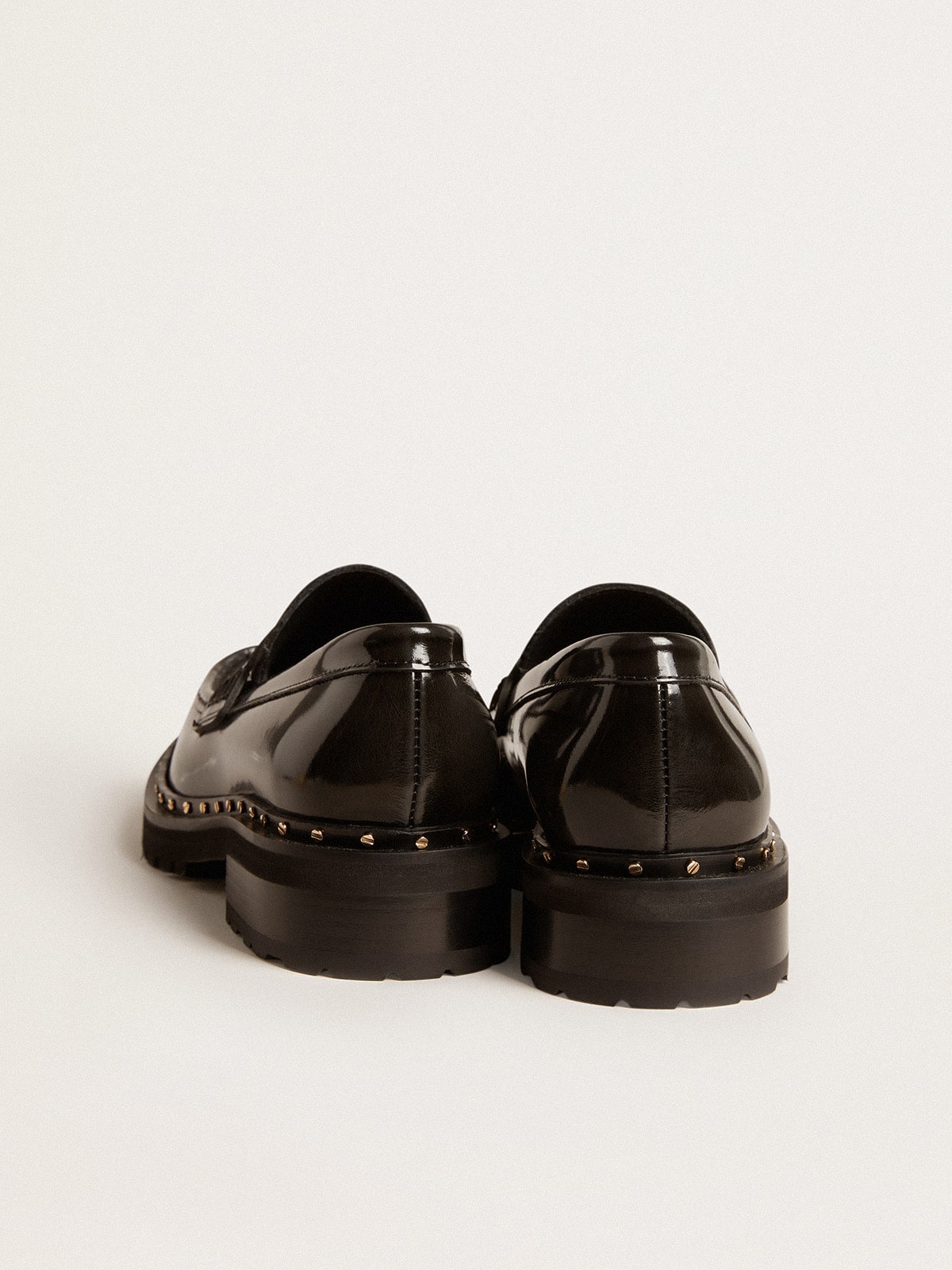 Women’s chunky loafers in studded black leather